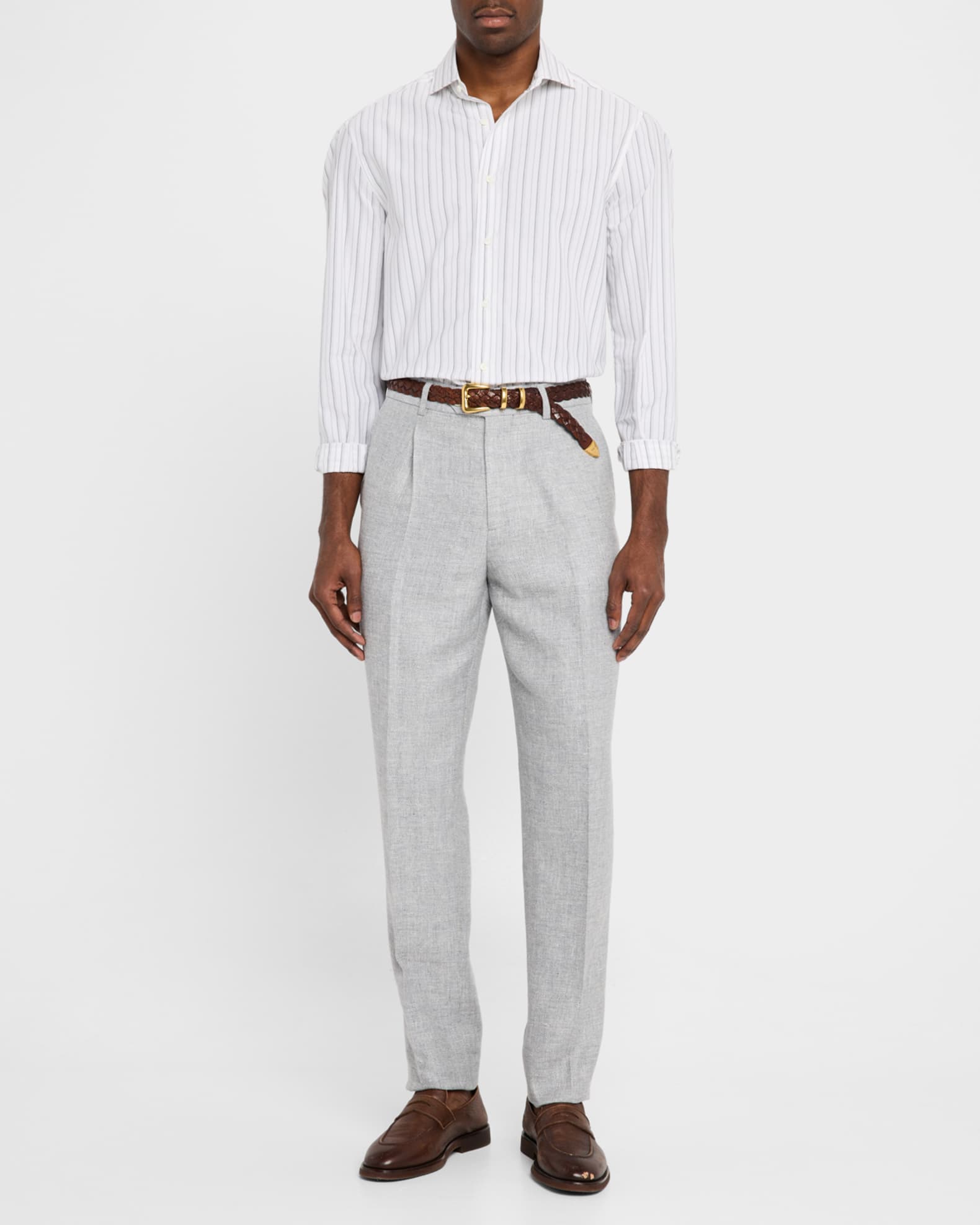 パンツ BRUNELLO CUCINELLI SS25 Pleat pants (M0H93P8907 C9139) Brunello Cucinelli Men's Straight-Fit Pleated Pants | Neiman