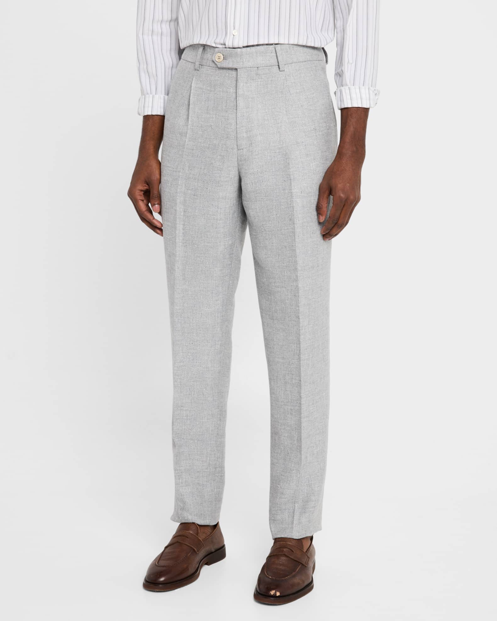 Brunello Cucinelli Men's Straight-Fit Pleated Pants | Neiman