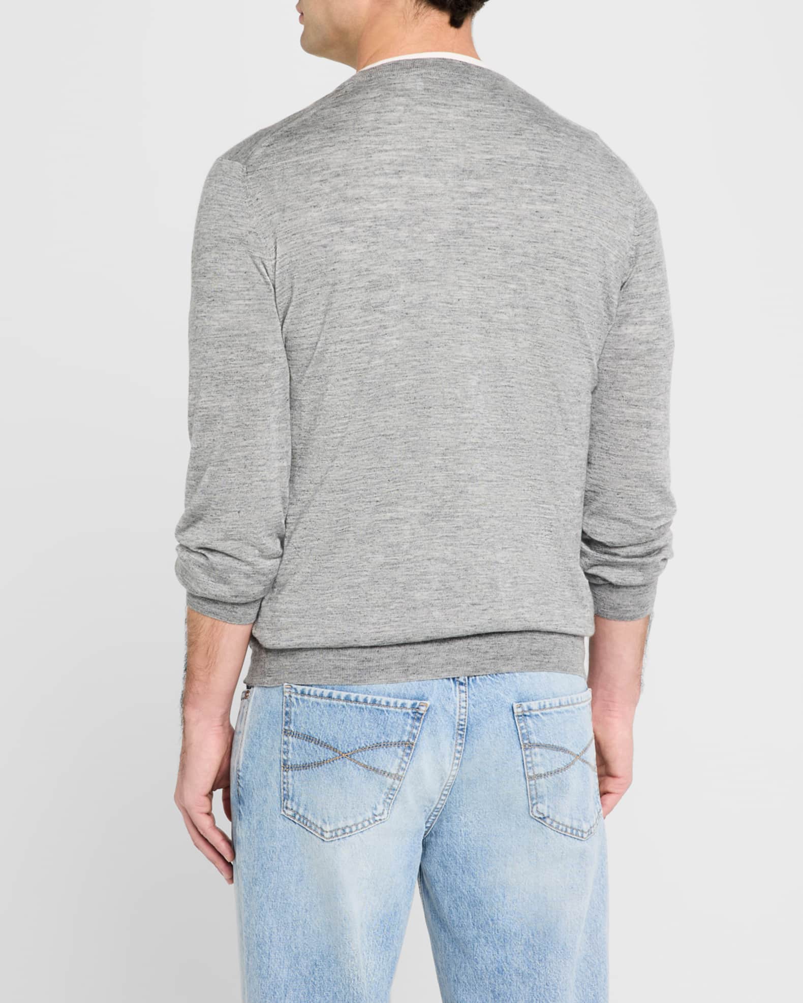 Brunello Cucinelli Men's Cashmere, Silk and Linen Crewneck