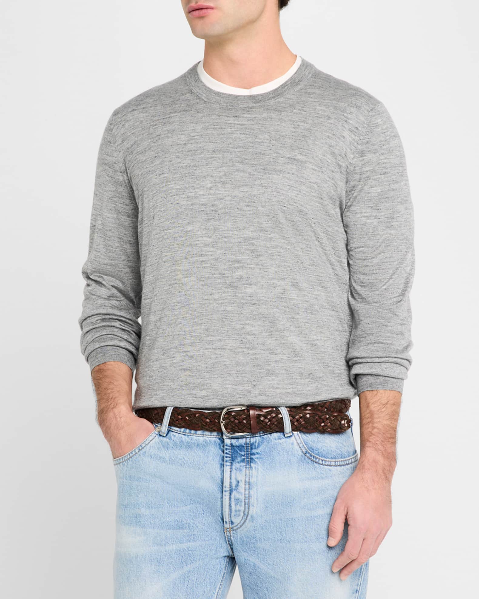 Brunello Cucinelli Men's Cashmere, Silk and Linen Crewneck