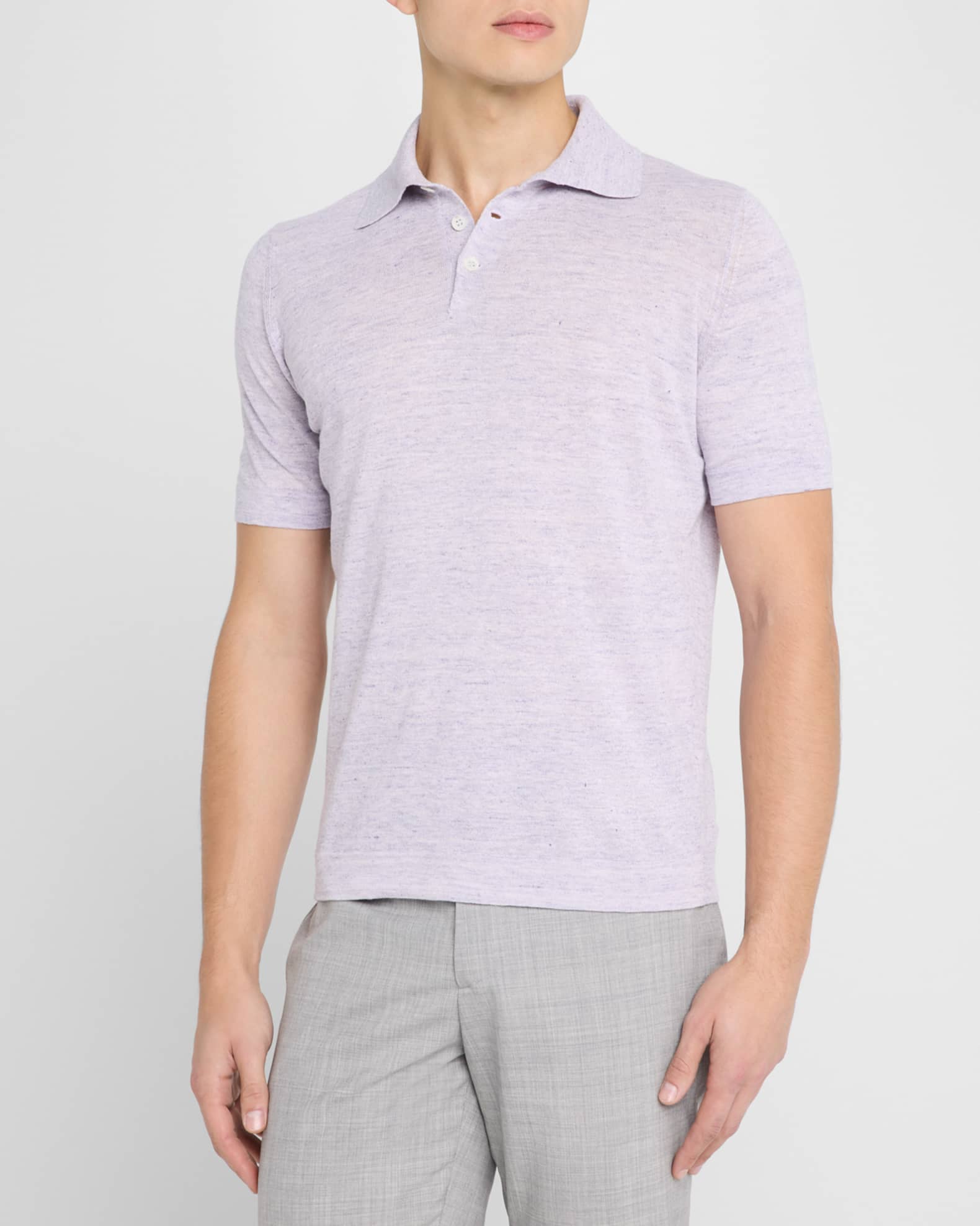 Brunello Cucinelli Men's Linen and Cotton Polo Shirt
