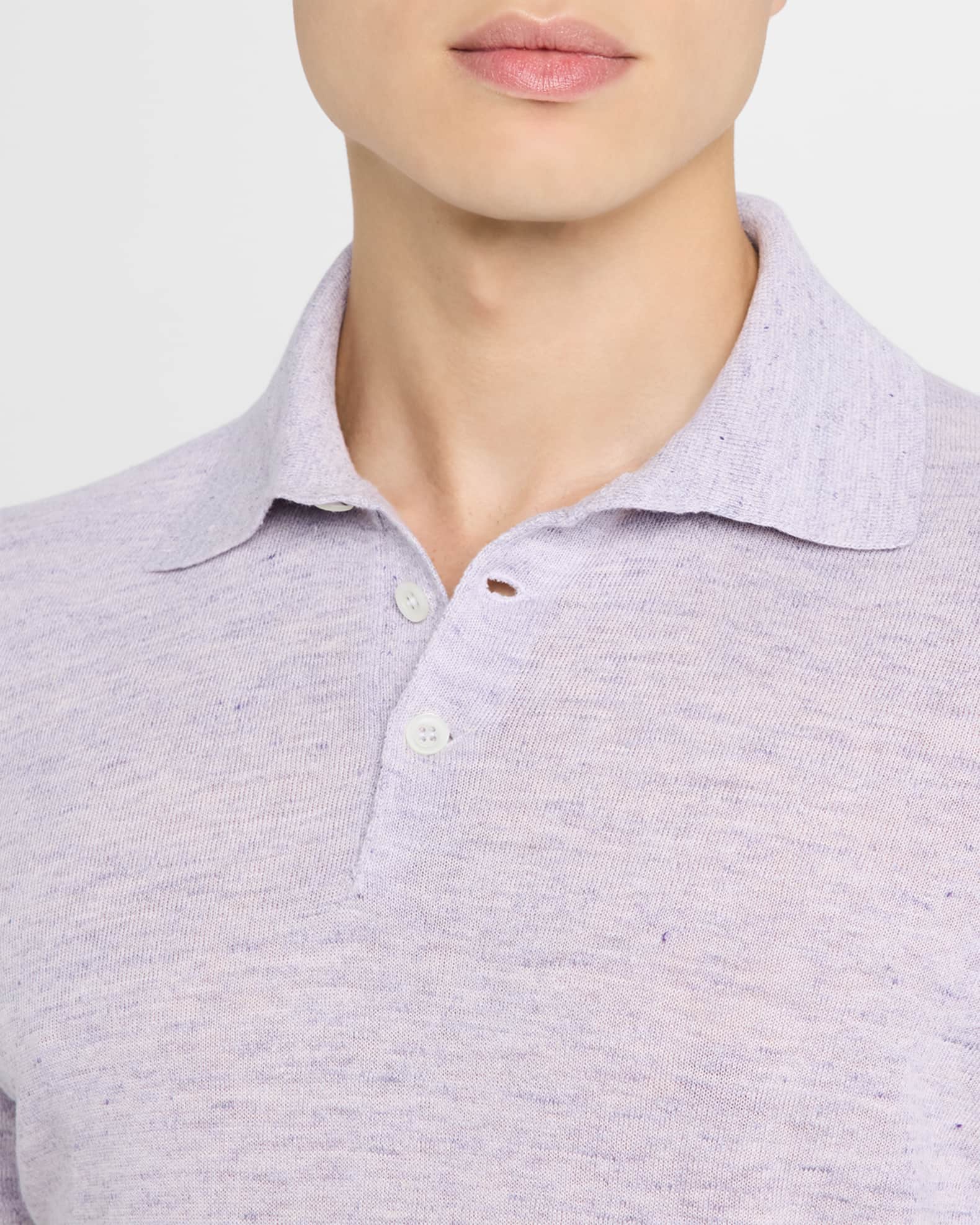 Brunello Cucinelli Men's Linen and Cotton Polo Shirt