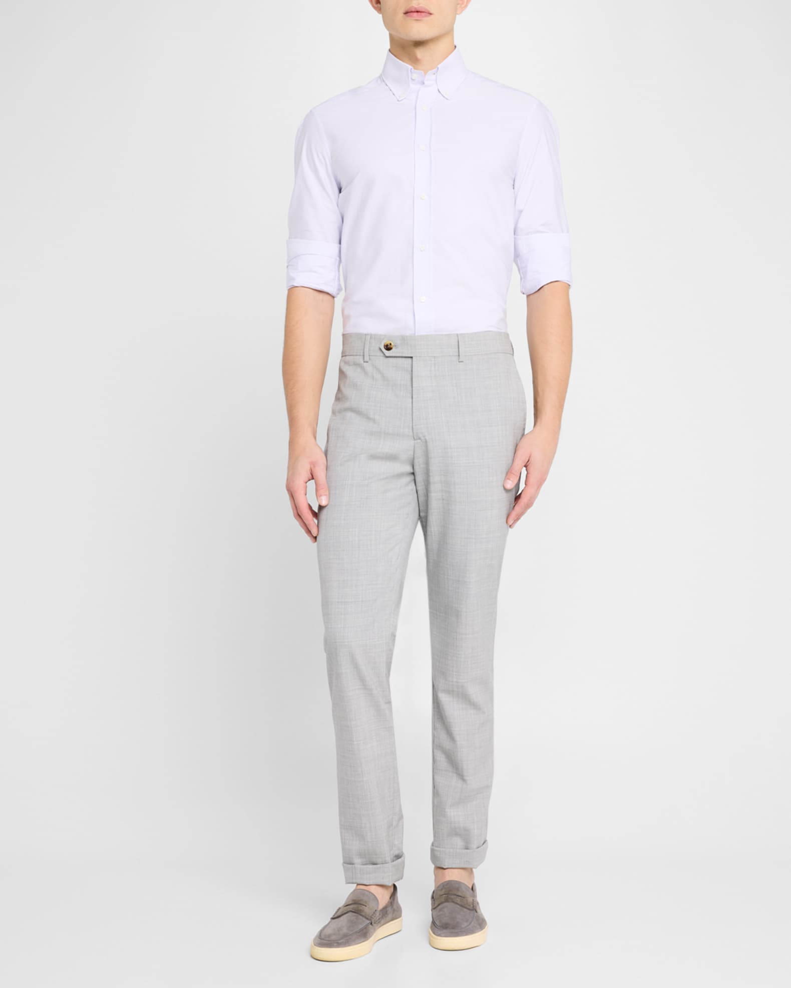 Men's Cotton Micro-Stripe Sport Shirt - Thumbnail 2