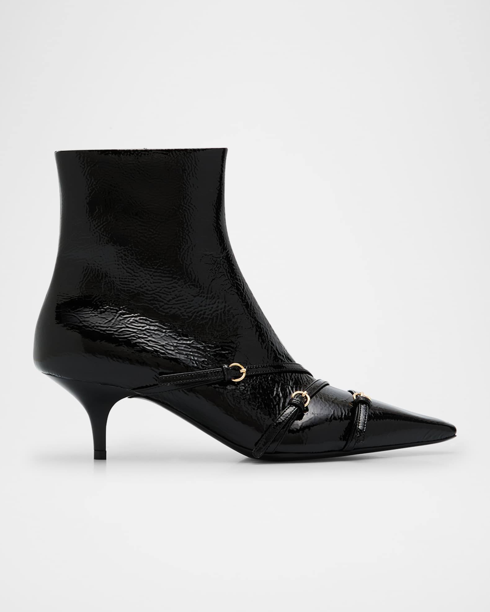 Leather Buckle Trio Ankle Booties 0