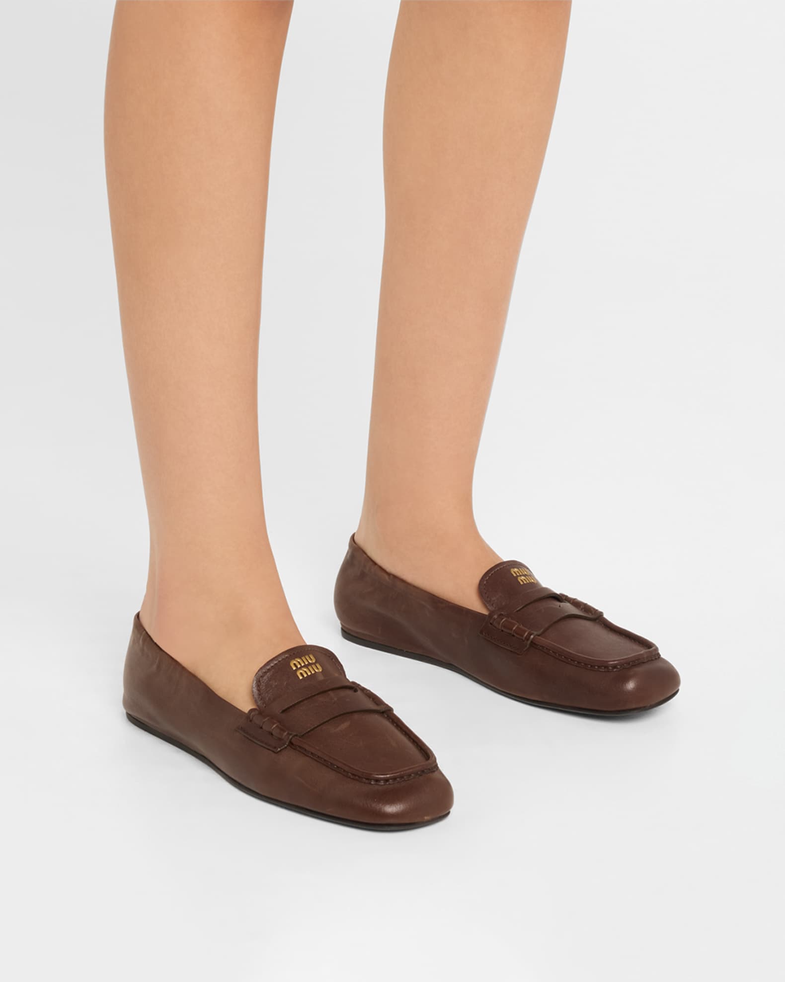 Miu Miu Aviator Leather Penny Loafers | Neiman Marcus