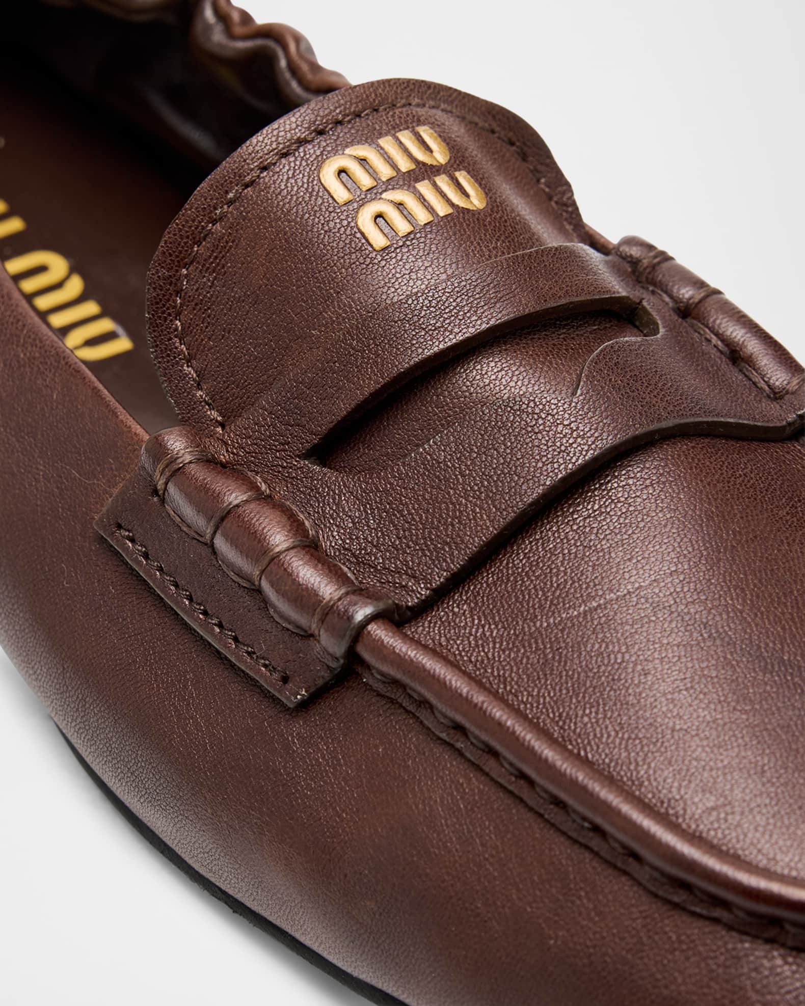 Miu Miu Aviator Leather Penny Loafers | Neiman Marcus