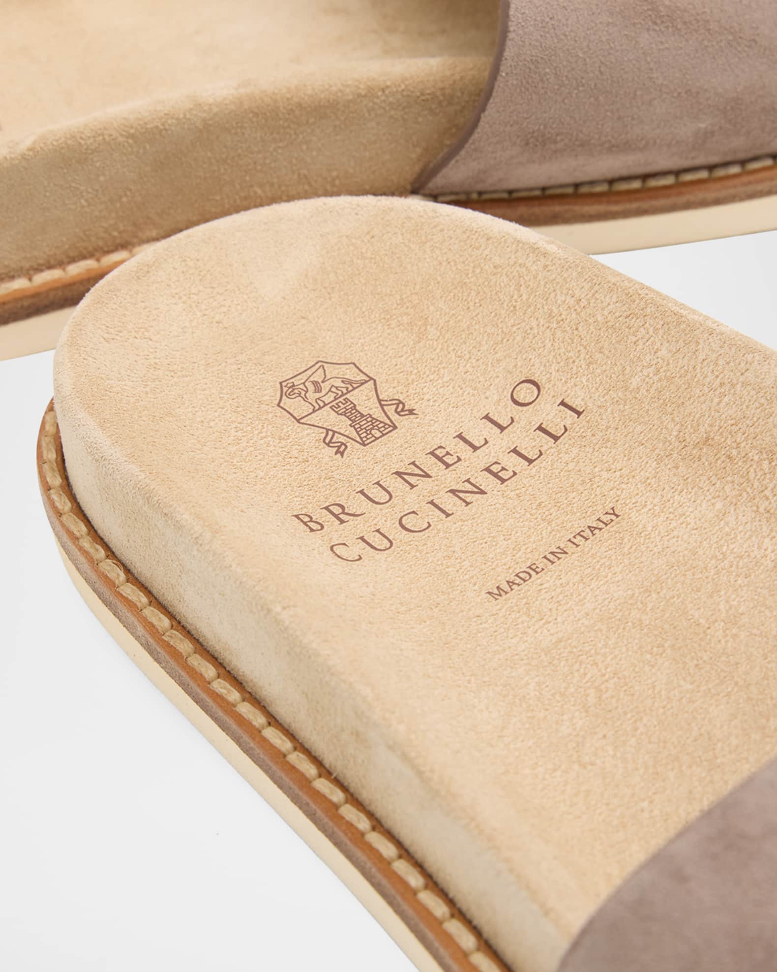 Brunello Cucinelli Men's Suede Slide Sandals | Neiman Marcus