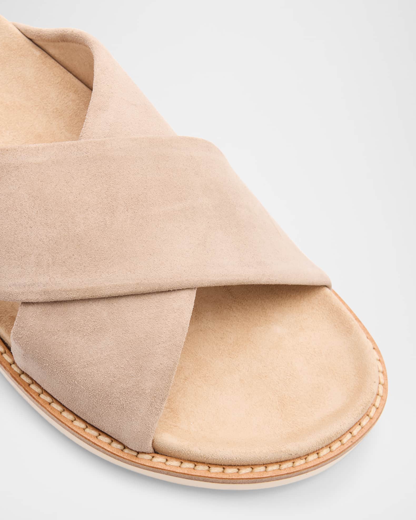 Brunello Cucinelli Men's Criss-Cross Suede Slide Sandals