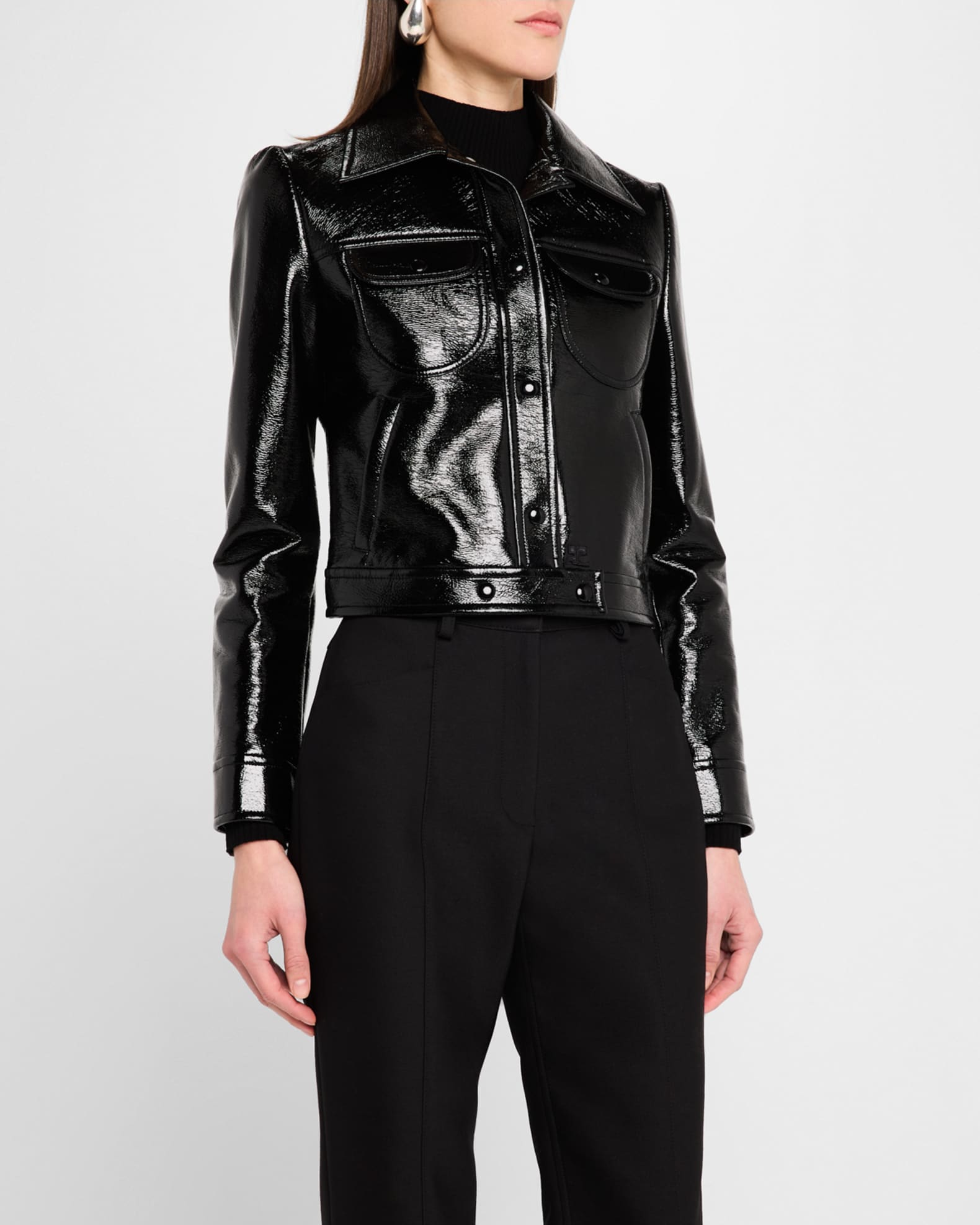 Courreges Signature Vinyl Trucker Jacket | Neiman Marcus