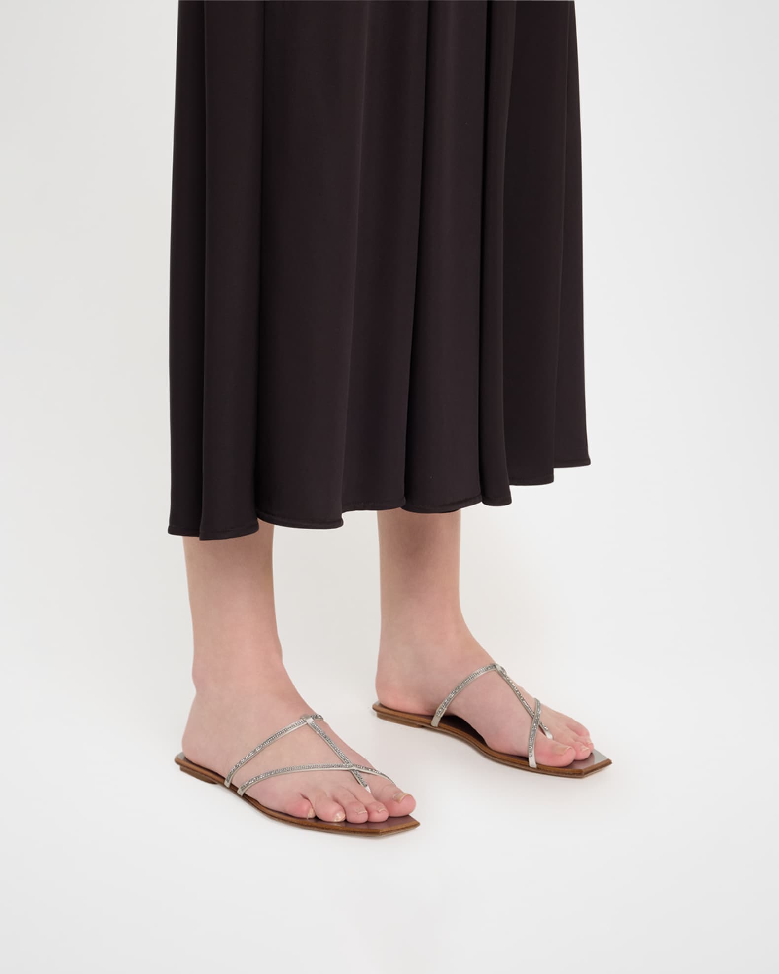 Embellished T-Strap Slide Sandals 1