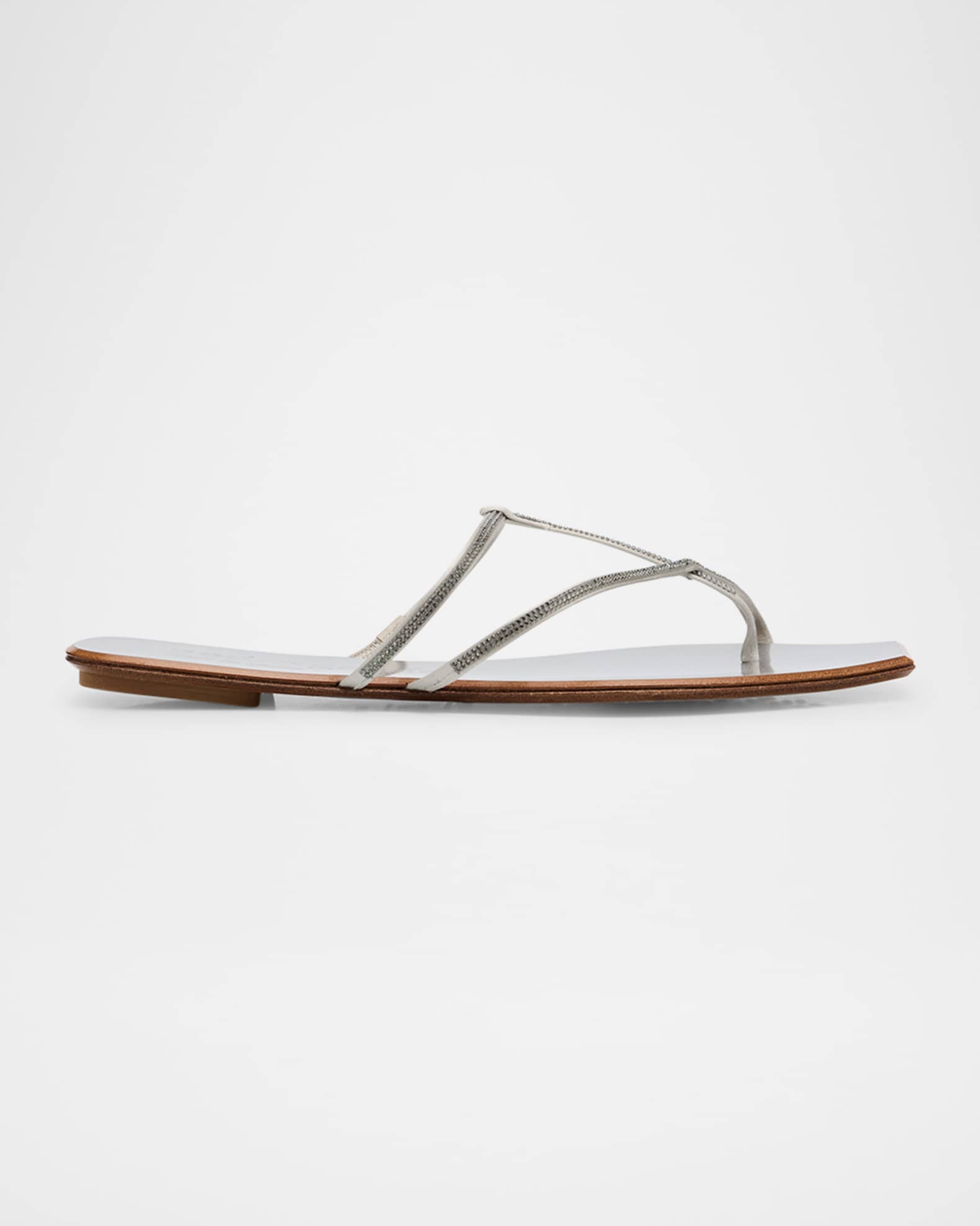 Embellished T-Strap Slide Sandals 0