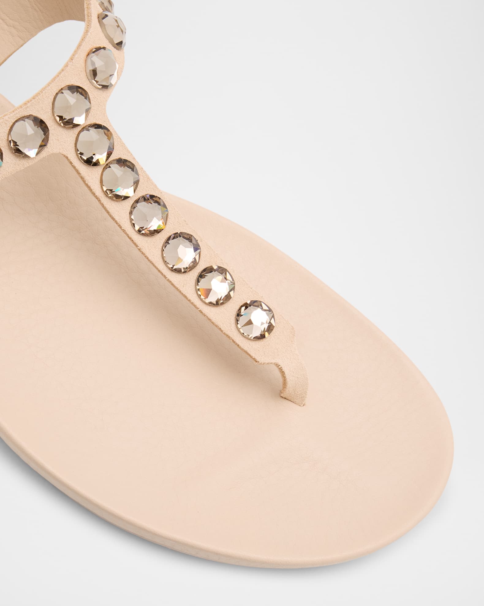 Pedro Garcia Crystal Embellished T-Strap Thong Sandals