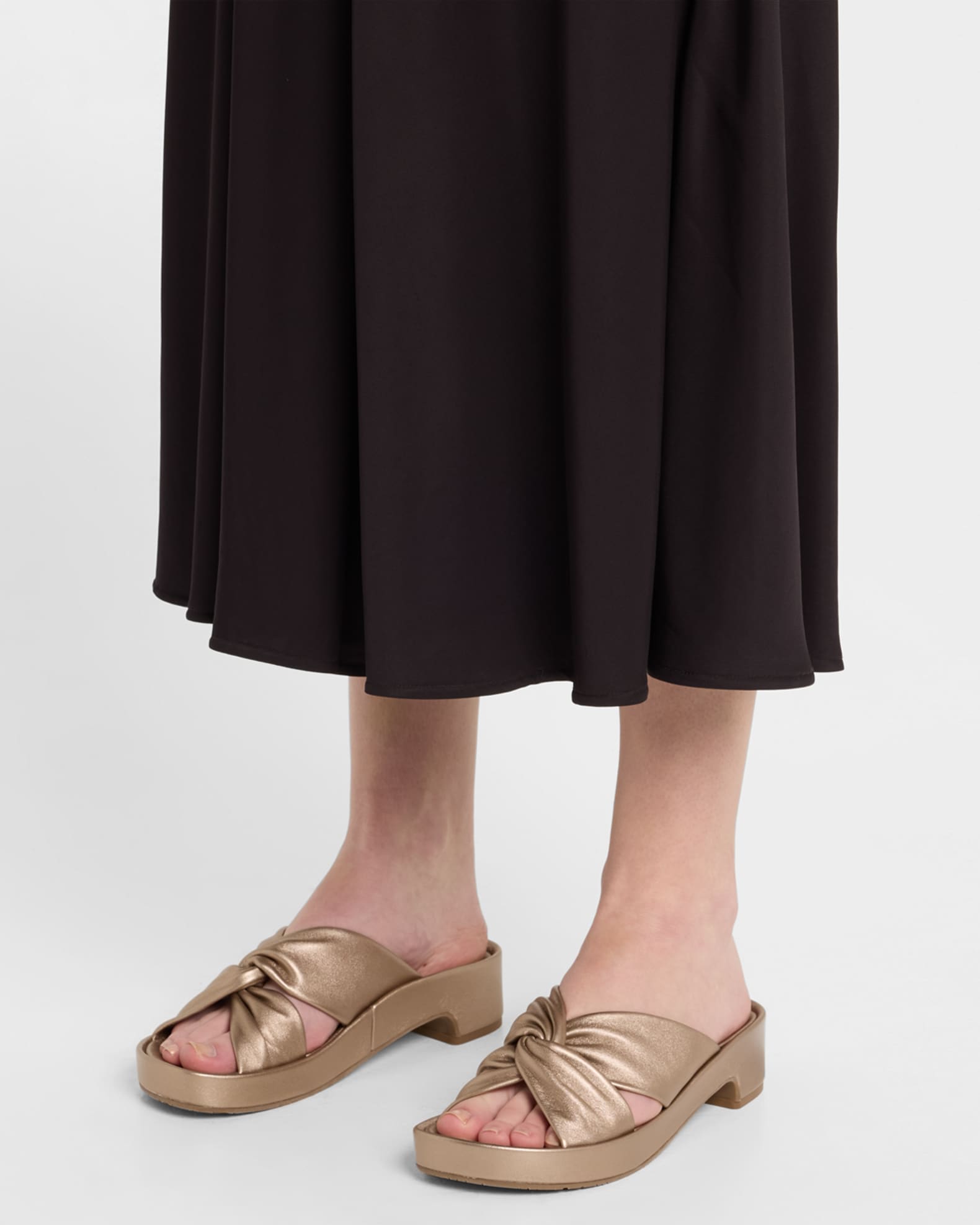 Twisted Metallic Leather Flatform Sandals 1