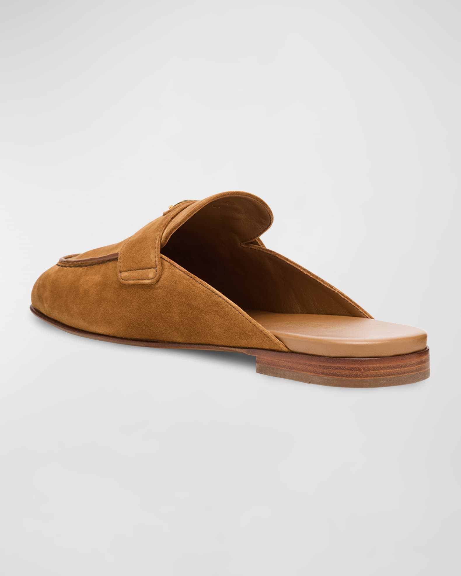 Prada Logo Suede Loafer Mules | Neiman Marcus