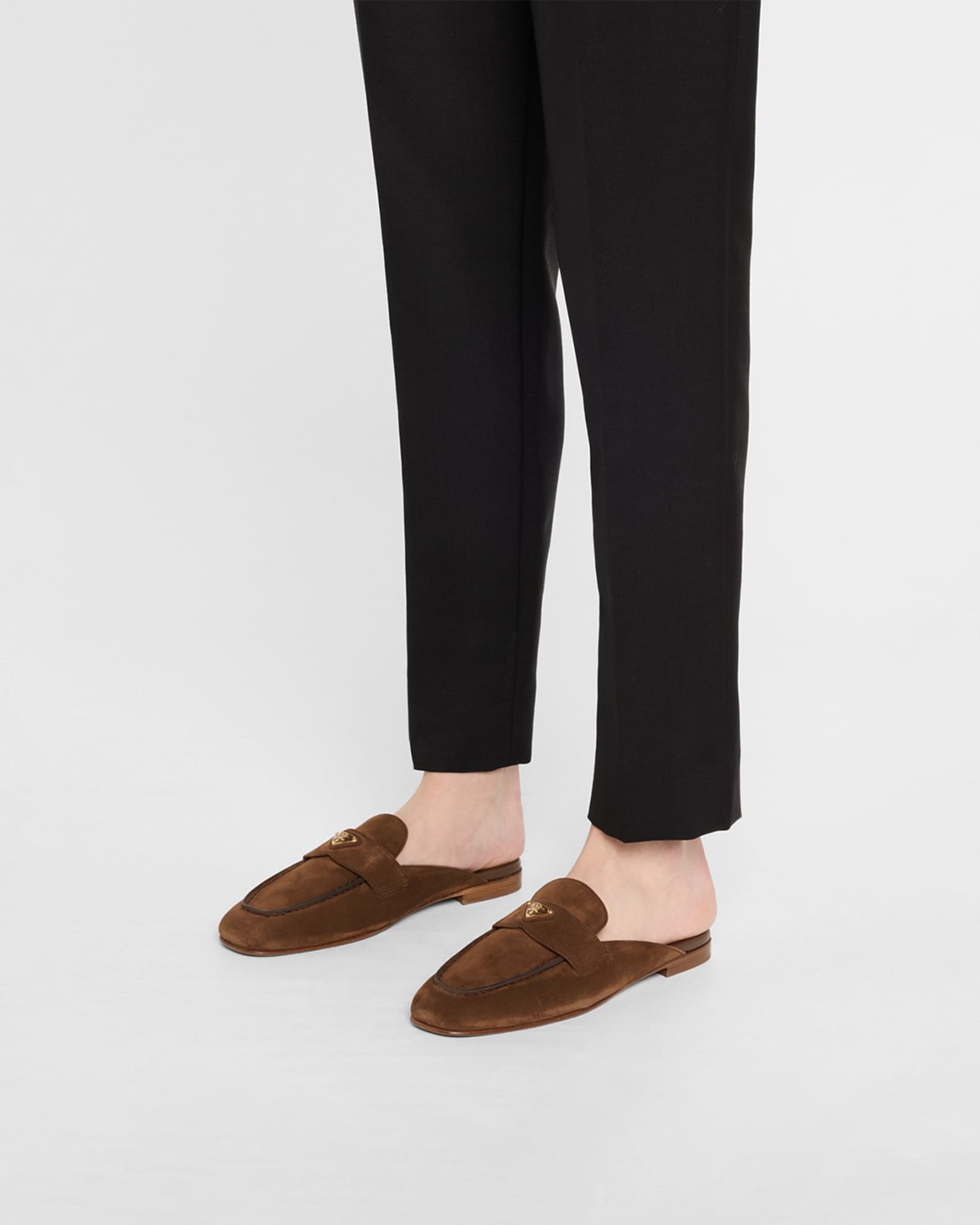 Logo Suede Loafer Mules 1