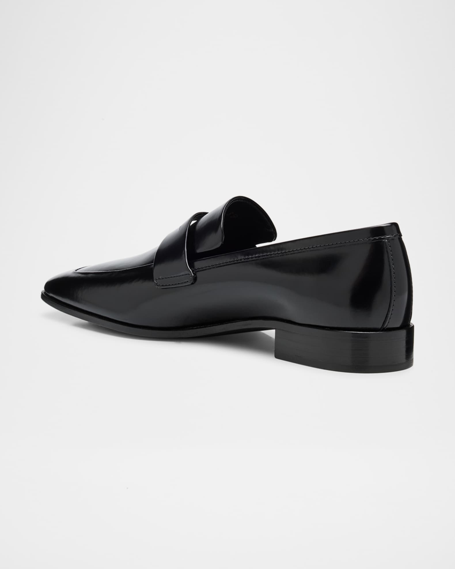 Spazzolato Leather Logo Penny Loafers 1