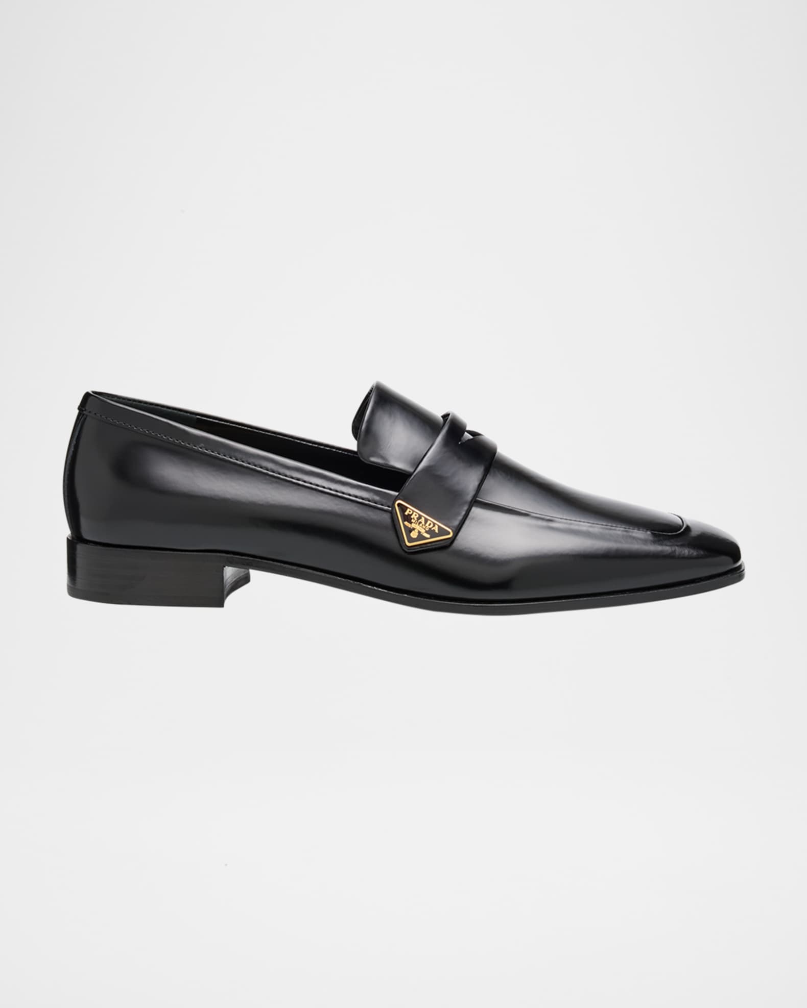 Spazzolato Leather Logo Penny Loafers