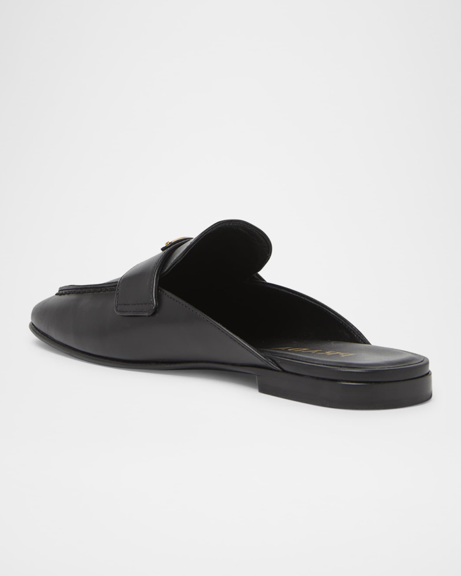 Prada Vitello Leather Logo Mule Loafers | Neiman Marcus