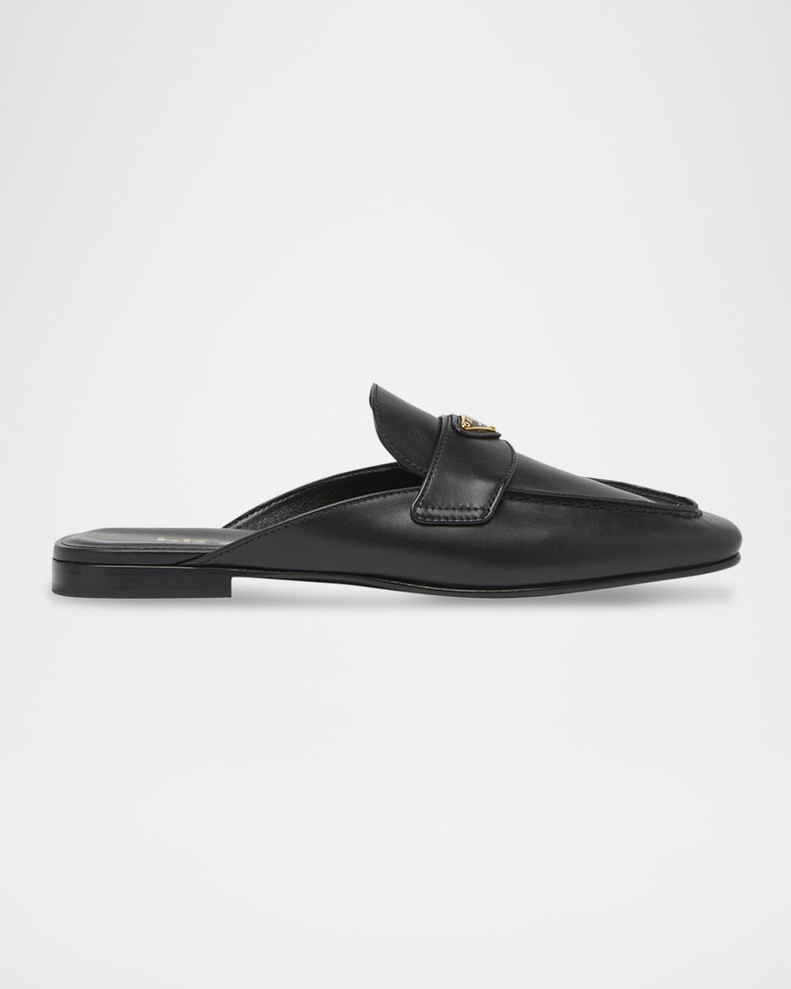 Prada Vitello Leather Logo Mule Loafers | Neiman Marcus