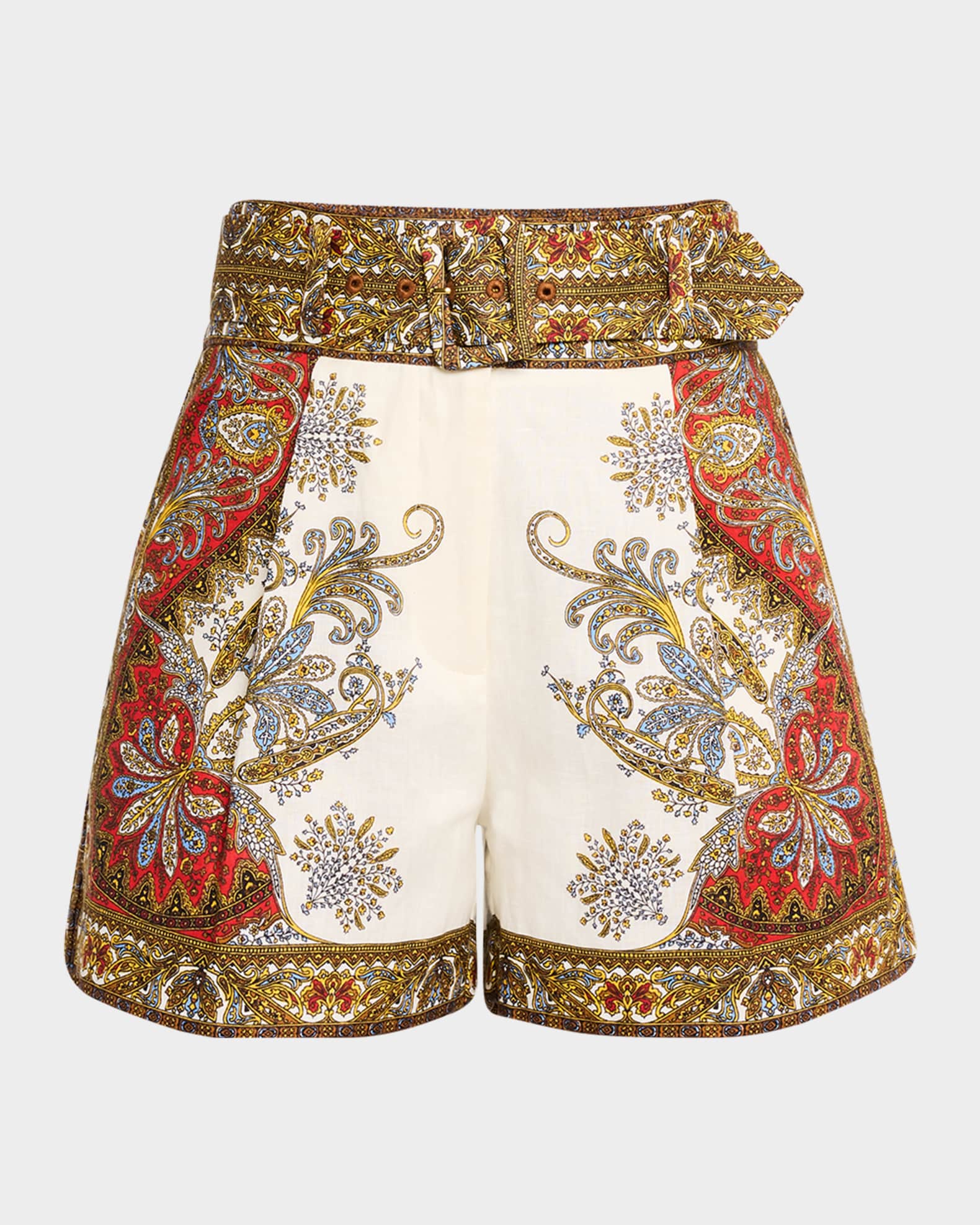 Hobbes Belted Paisley Shorts 0