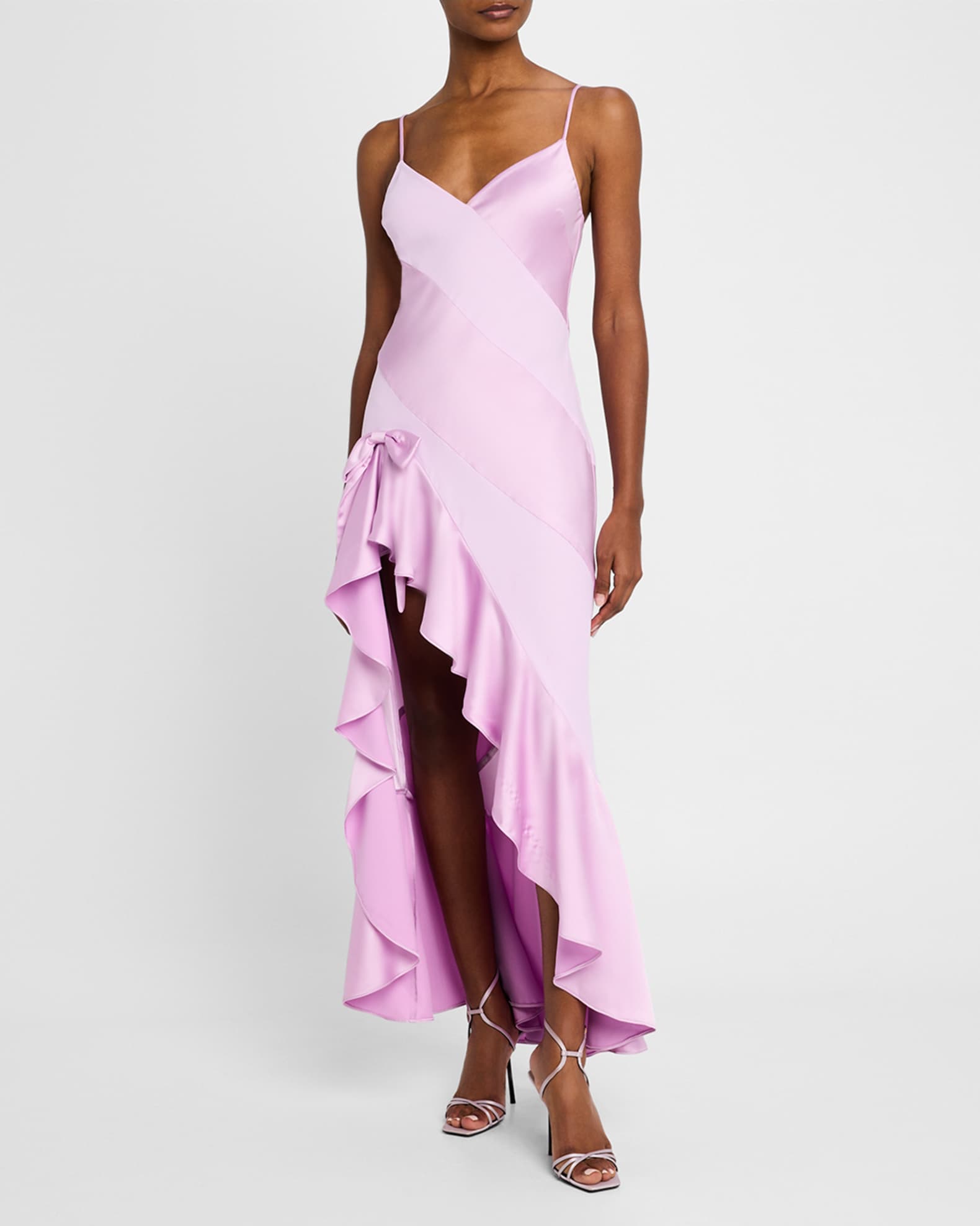Loveshackfancy Mallee Satin Asymmetrical Dress English Lavender Xs