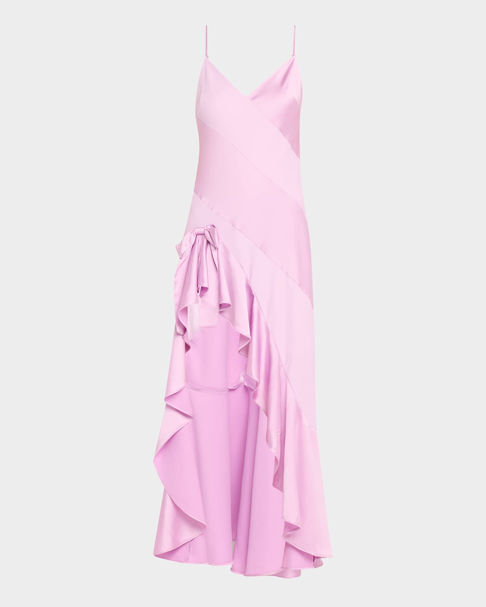 Loveshackfancy Mallee Satin Asymmetrical Dress English Lavender S
