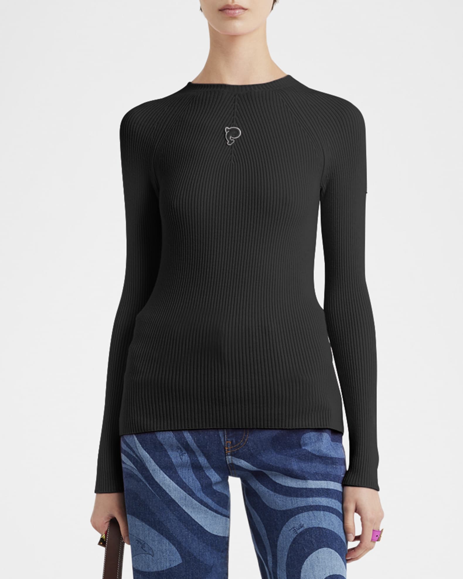 Fine Wool-Lycra Vanise Rib Long-Sleeve Top 0