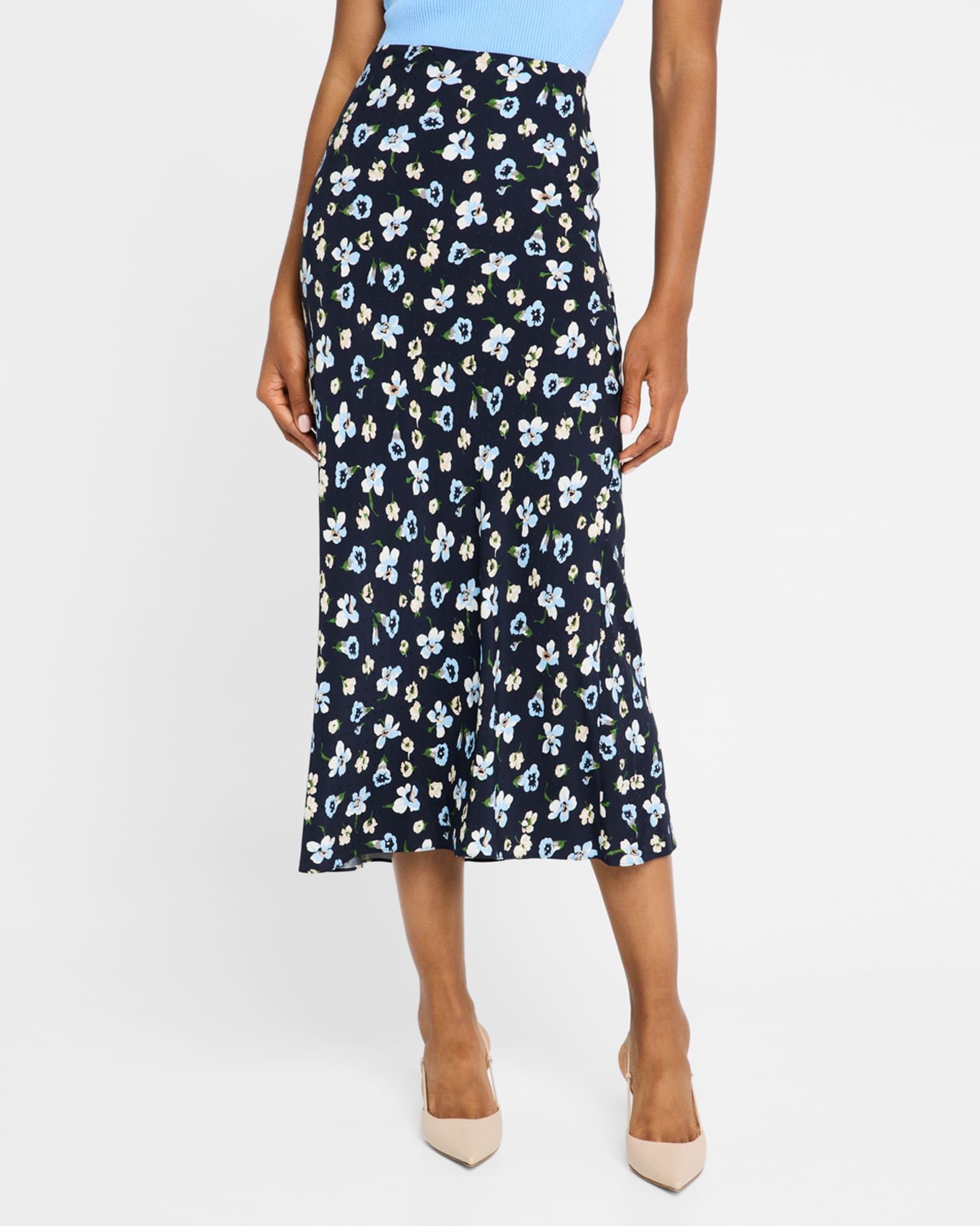 Clover Floral Stretch-Silk Skirt 1