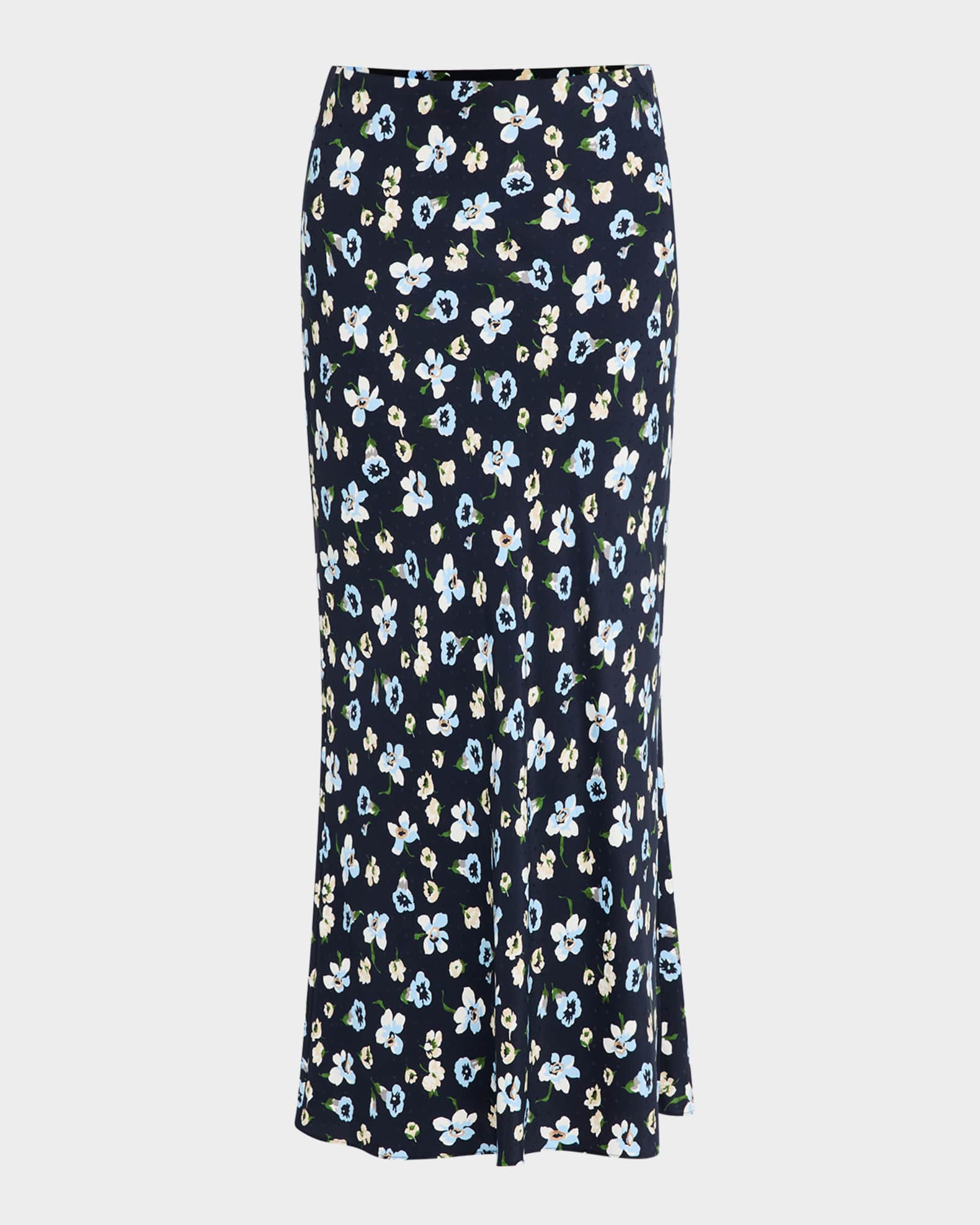 Clover Floral Stretch-Silk Skirt 0