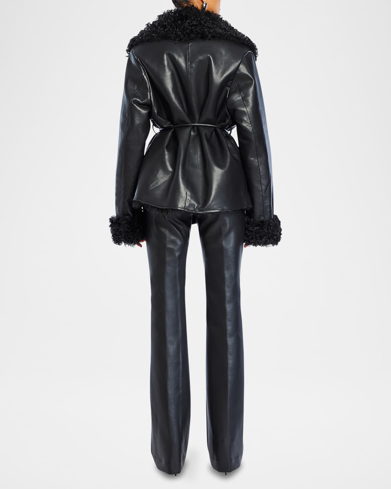 Roxanne Faux Leather Coat with Faux Fur Trim 1