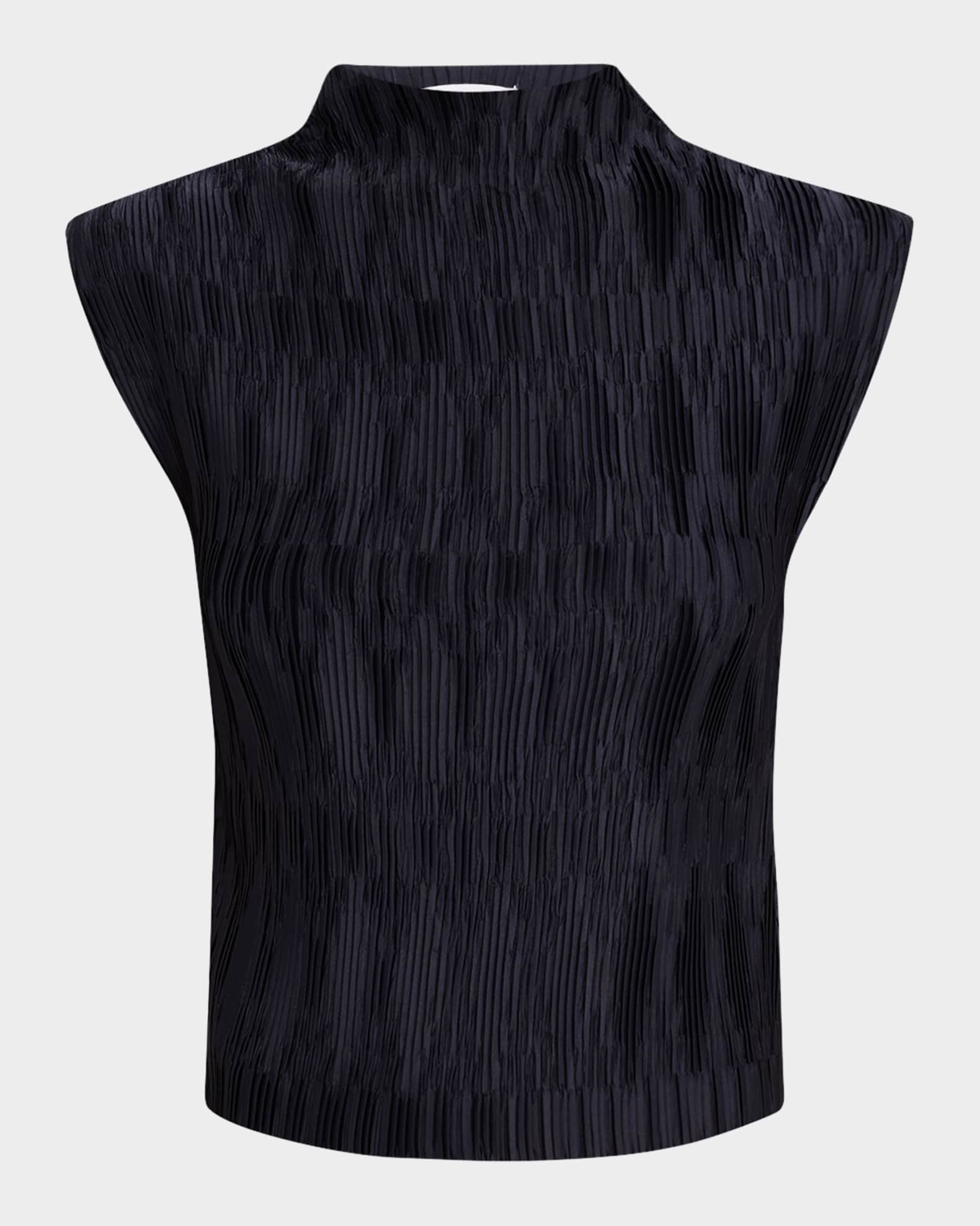Foxe Pleated High-Neck Top 0