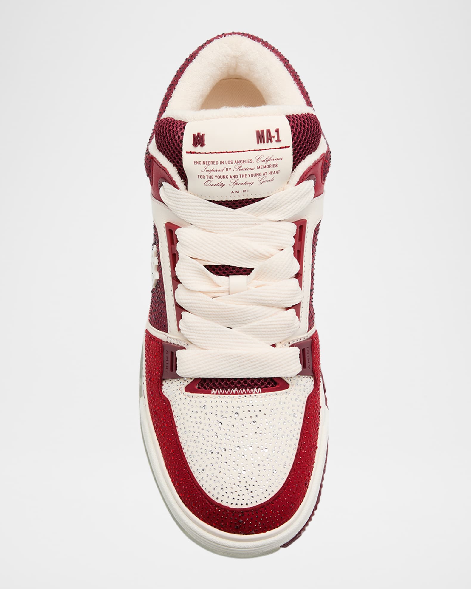 大人気 AMIRI  ロゴ MA-1 クリスタルスニーカー AMIRI Crystal MA-1 Sneakers | White | FARFETCH