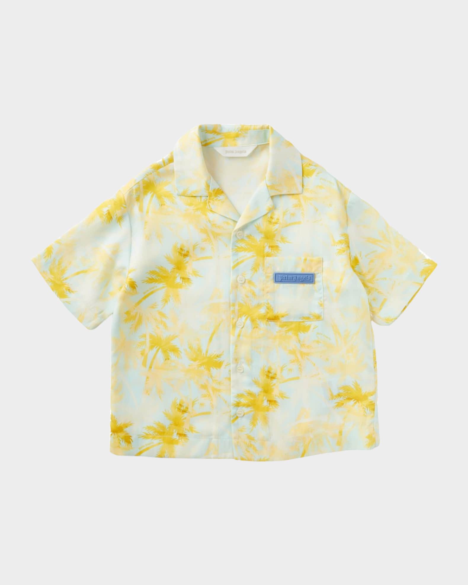 Boy's Palm Tree-Print Bowling Shirt 0