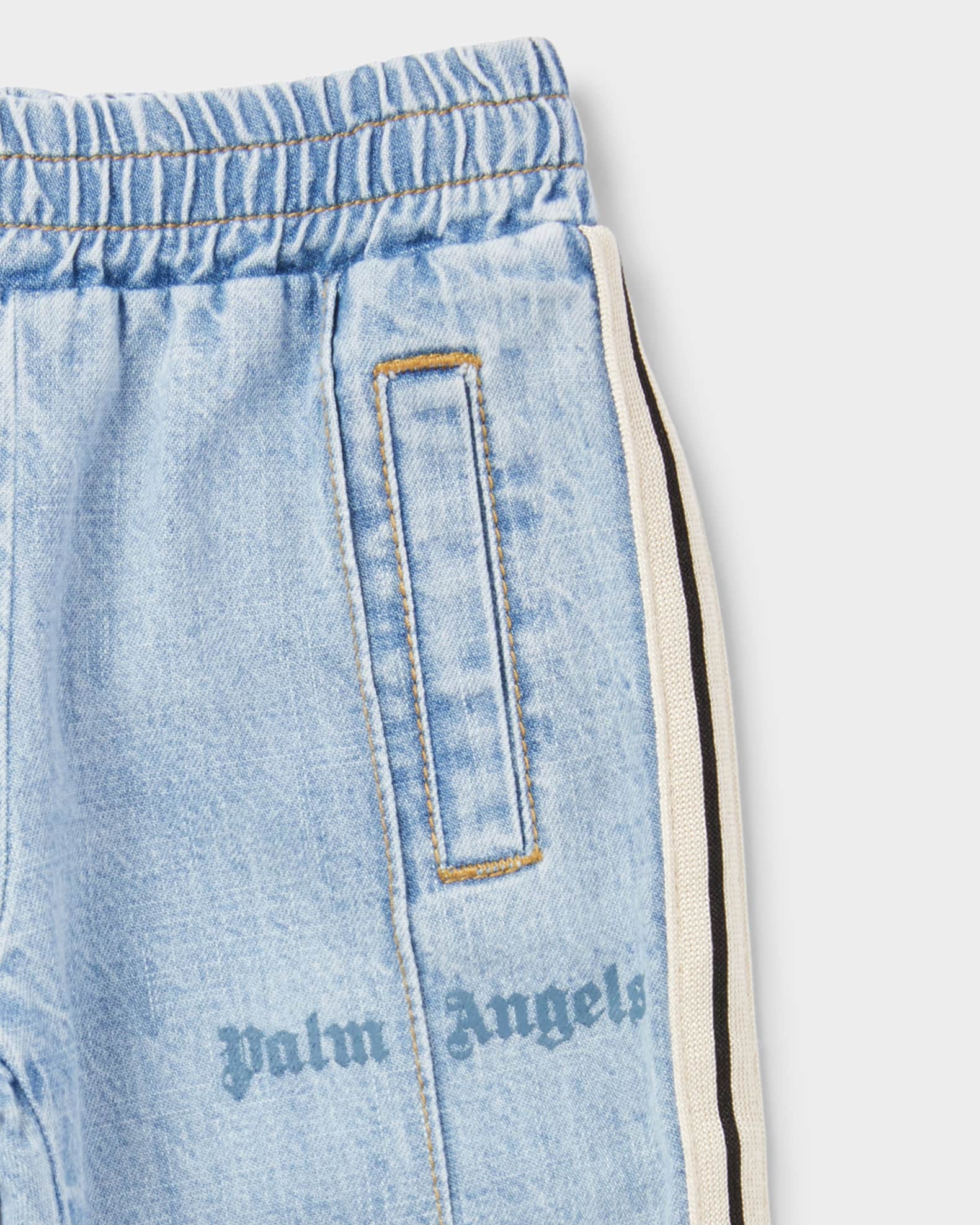 Boy's Striped-Trim Logo-Print Chambray Pants, Size 3M-3 1