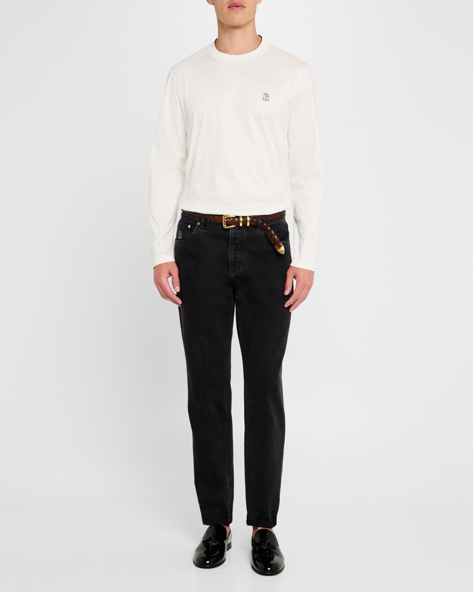 BRUNELLO CUCINELLI 長袖シャツ ホワイトストライプ M Men's casual and dress shirts | Brunello Cucinelli