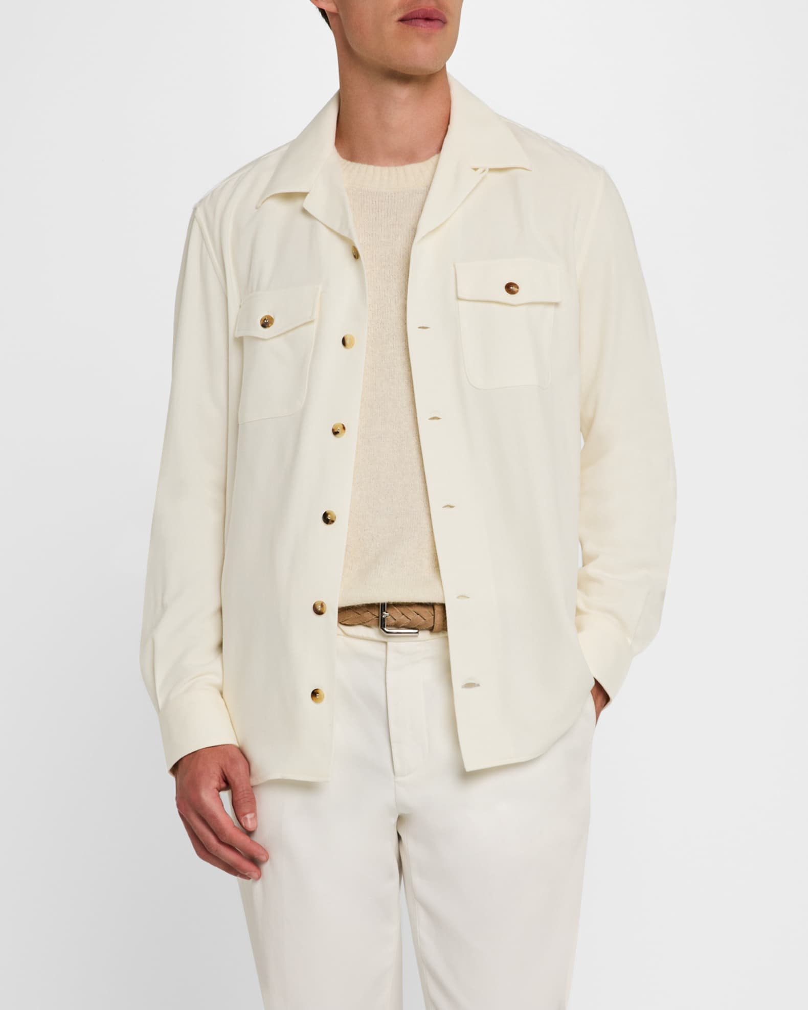 ブルゾン Brunello Cucinelli Wool And Cashmere Overshirt Brunello Cucinelli Men's Wool and Cashmere Camp Collar