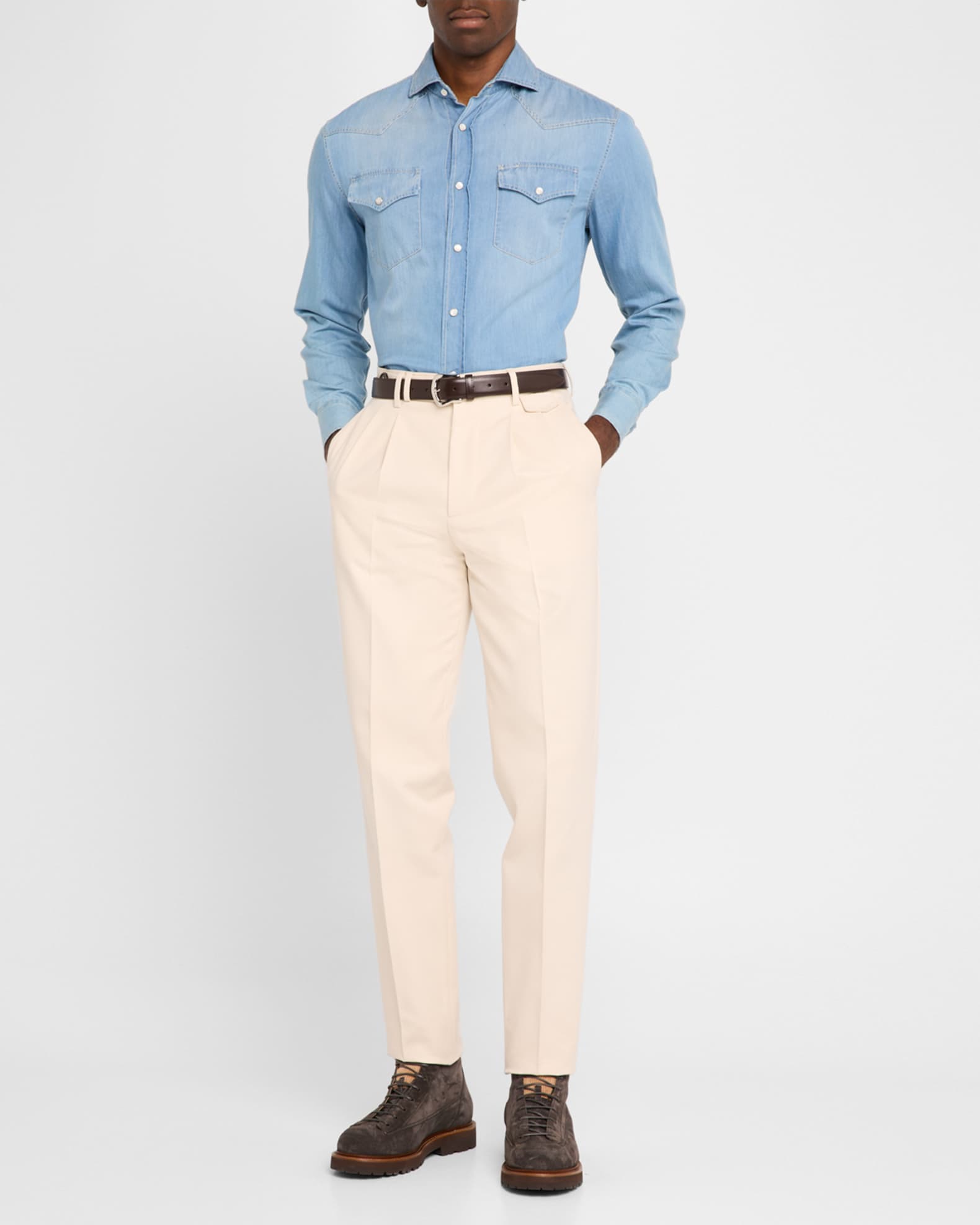 【送料&関税込】Brunello Cucinelli Front Pleat Pants Brunello Cucinelli Men's Pleated Formal Pants with Side Tabs