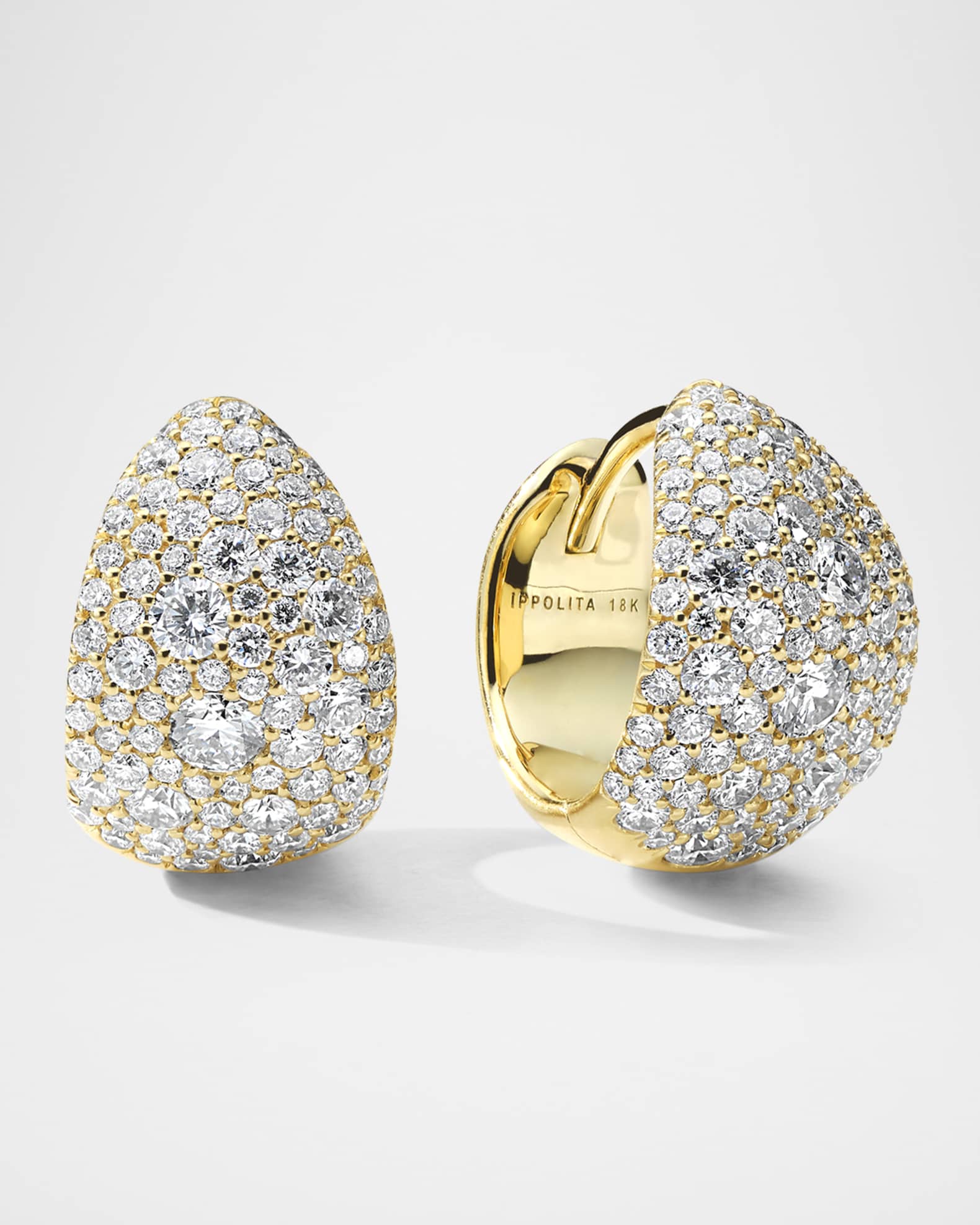18K Gold Stardust Organic Pave Small Hoop Earrings with Diamonds 0