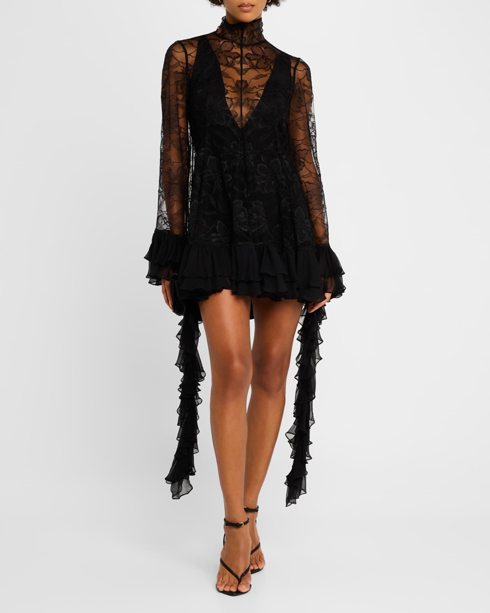 Aliya Long Sleeve Ruffle Lace Mini Dress