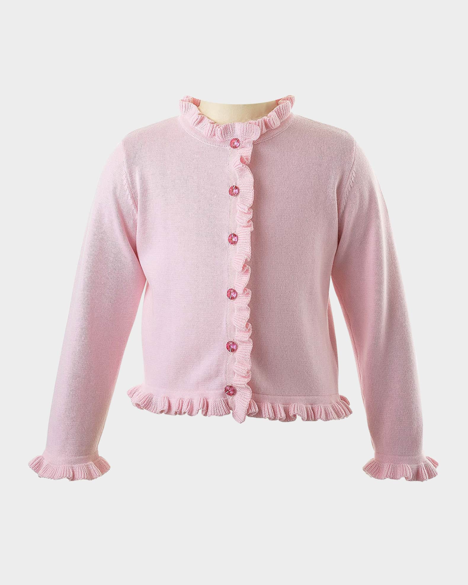 Girl's Button Front Frill Cardigan, Size 2-14 1