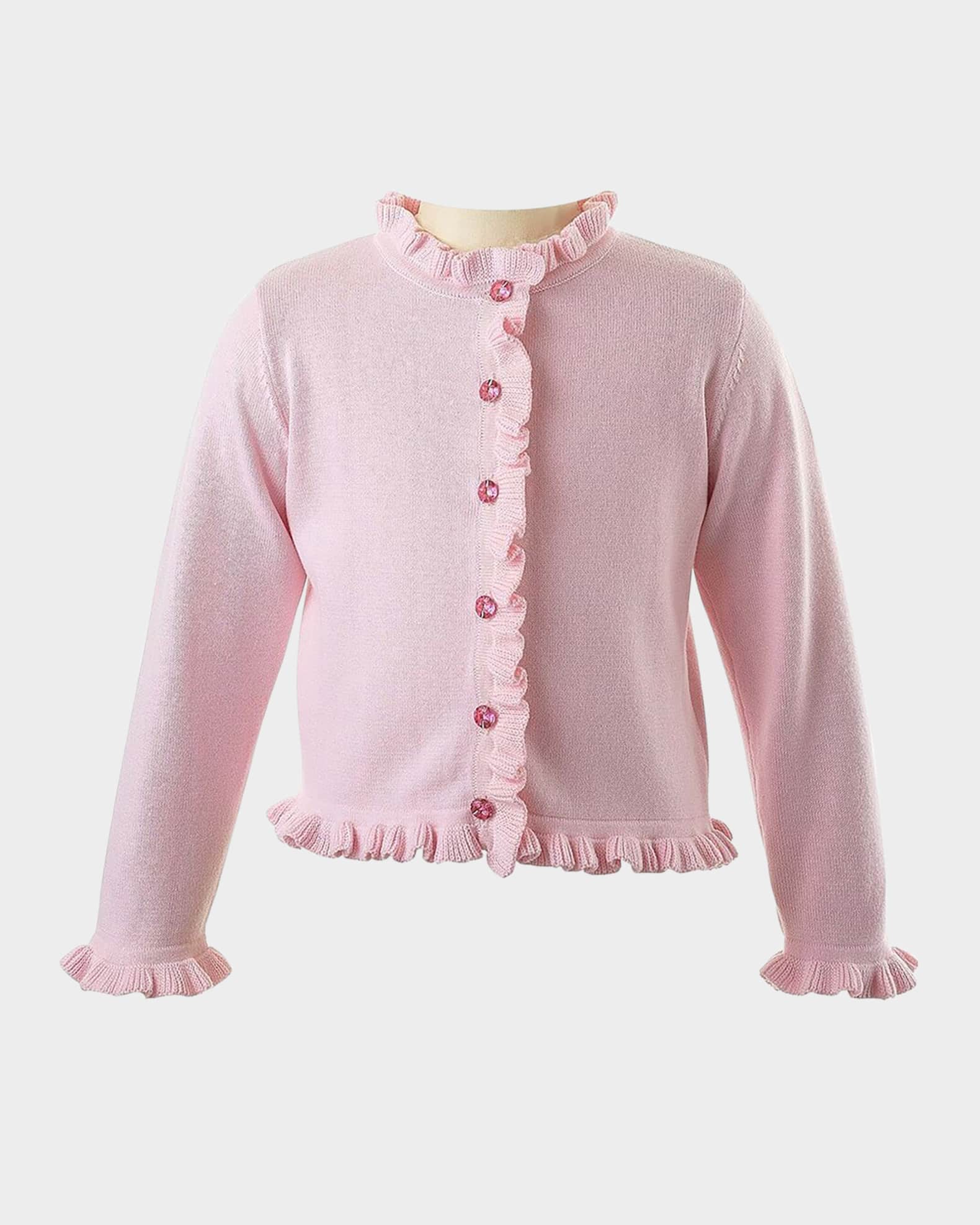 Girl's Button Front Frill Cardigan, Size 2-14 0