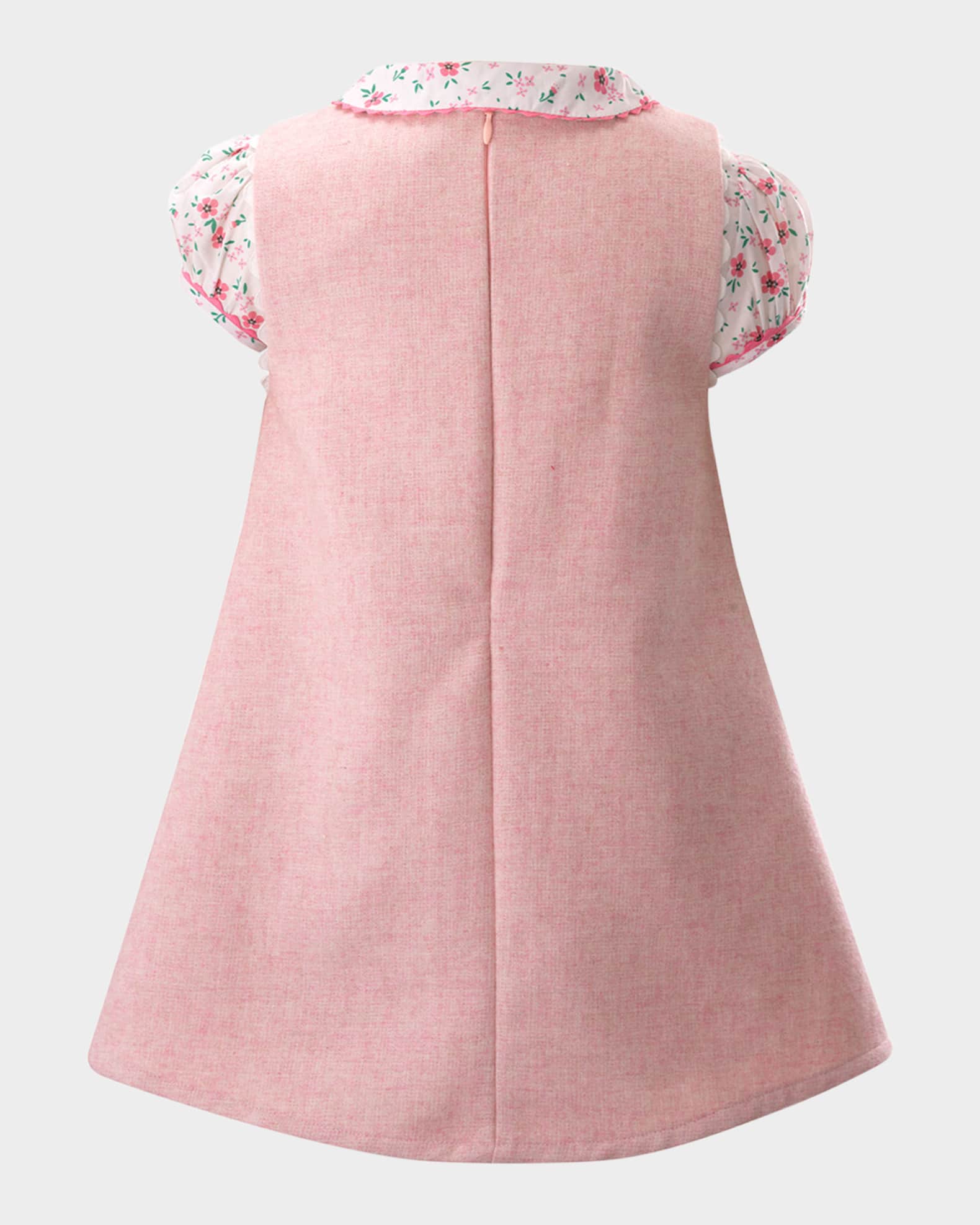 Rachel Riley Tweed Pinafore Short Sleeve Blouse Dress Set Dusty Pink Size 2Y Maisonette
