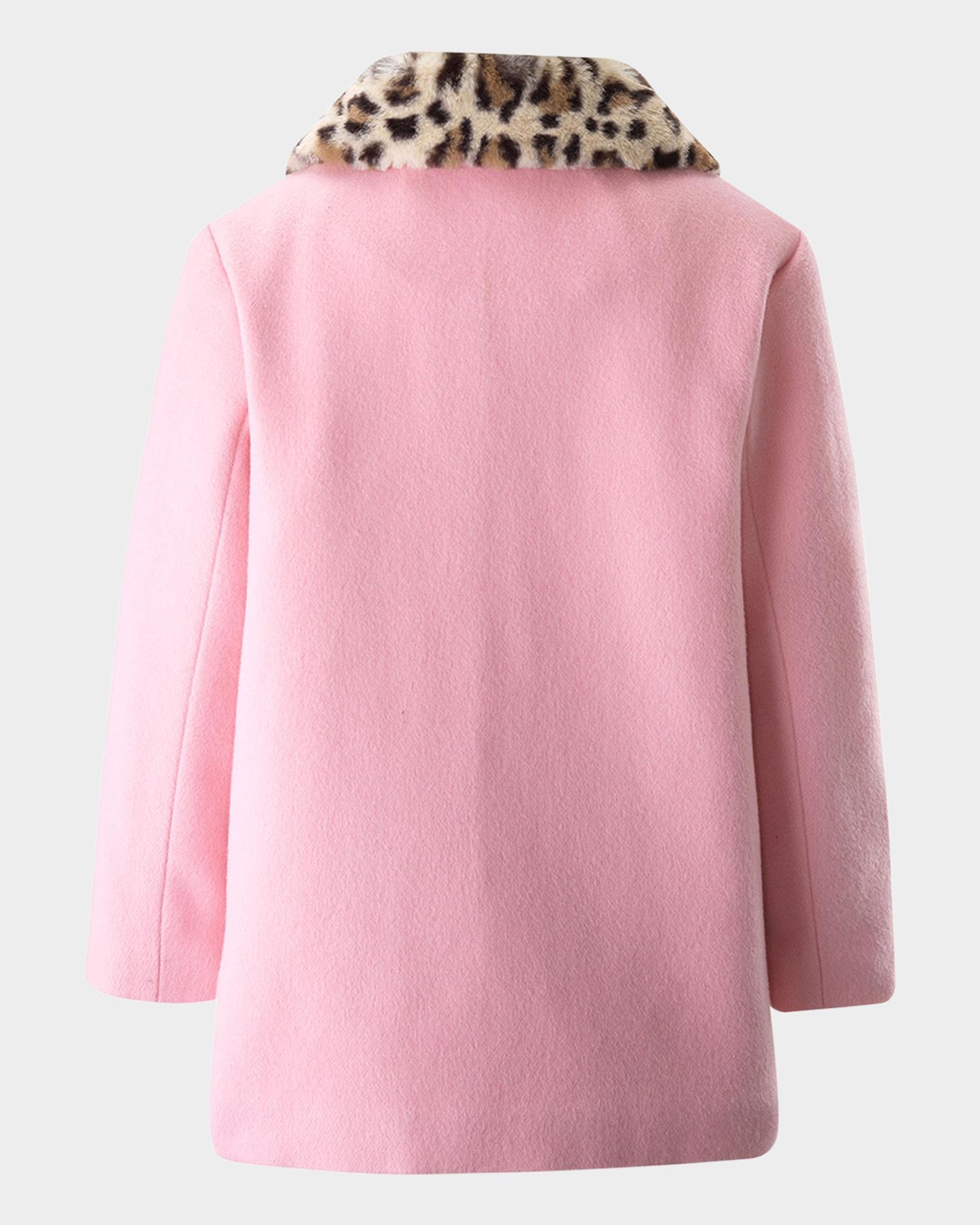 Rachel Riley Girl's Faux Fur Leopard Collar Coat, Size 2-10 | Neiman Marcus