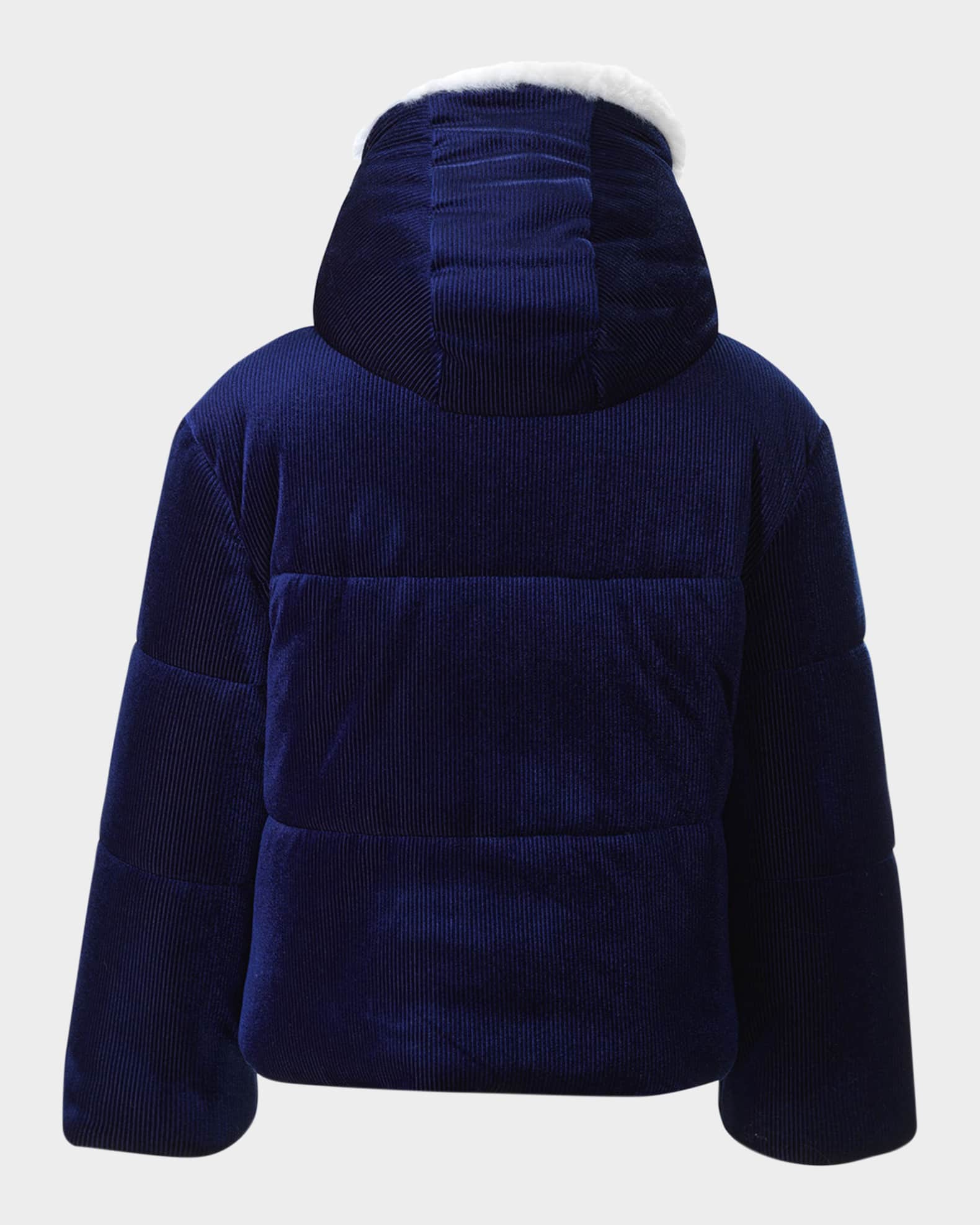 Navy faux fur trim hooded puffer jacket store