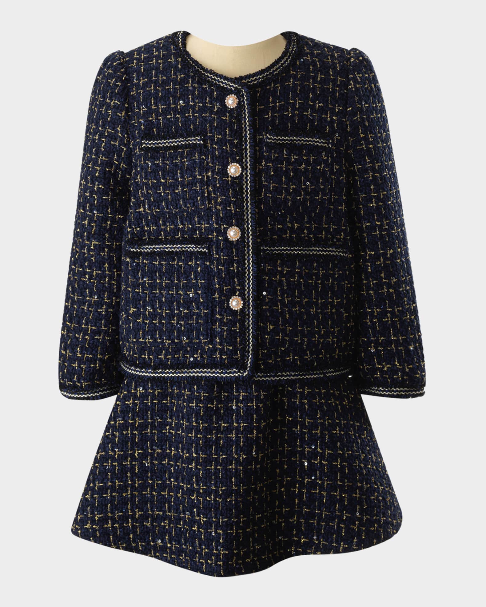 Girl's Tweed Jacket & Skirt Set, Size 2-14 0