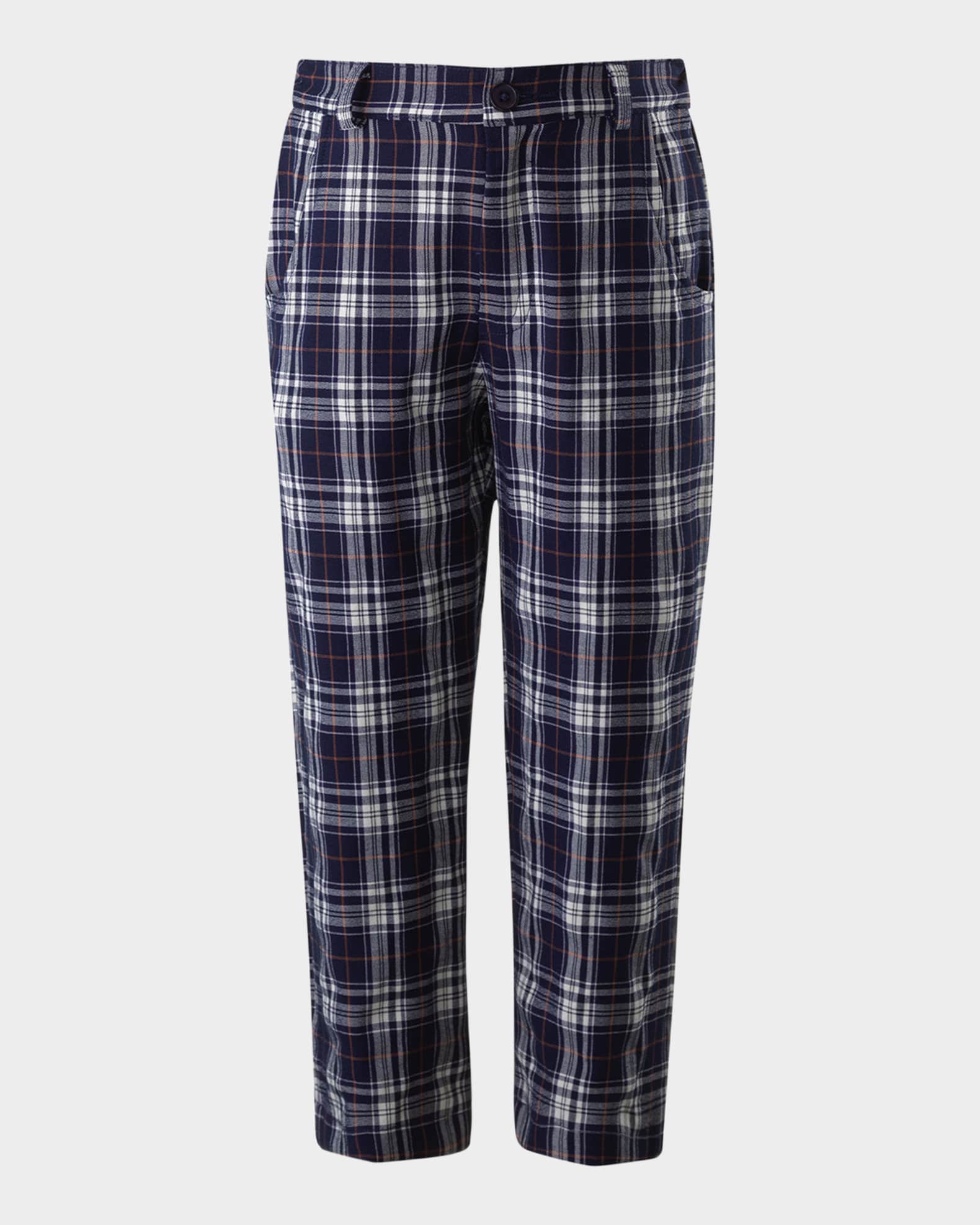 Boy's Check-Print Twill Trousers, Size 2-10 0