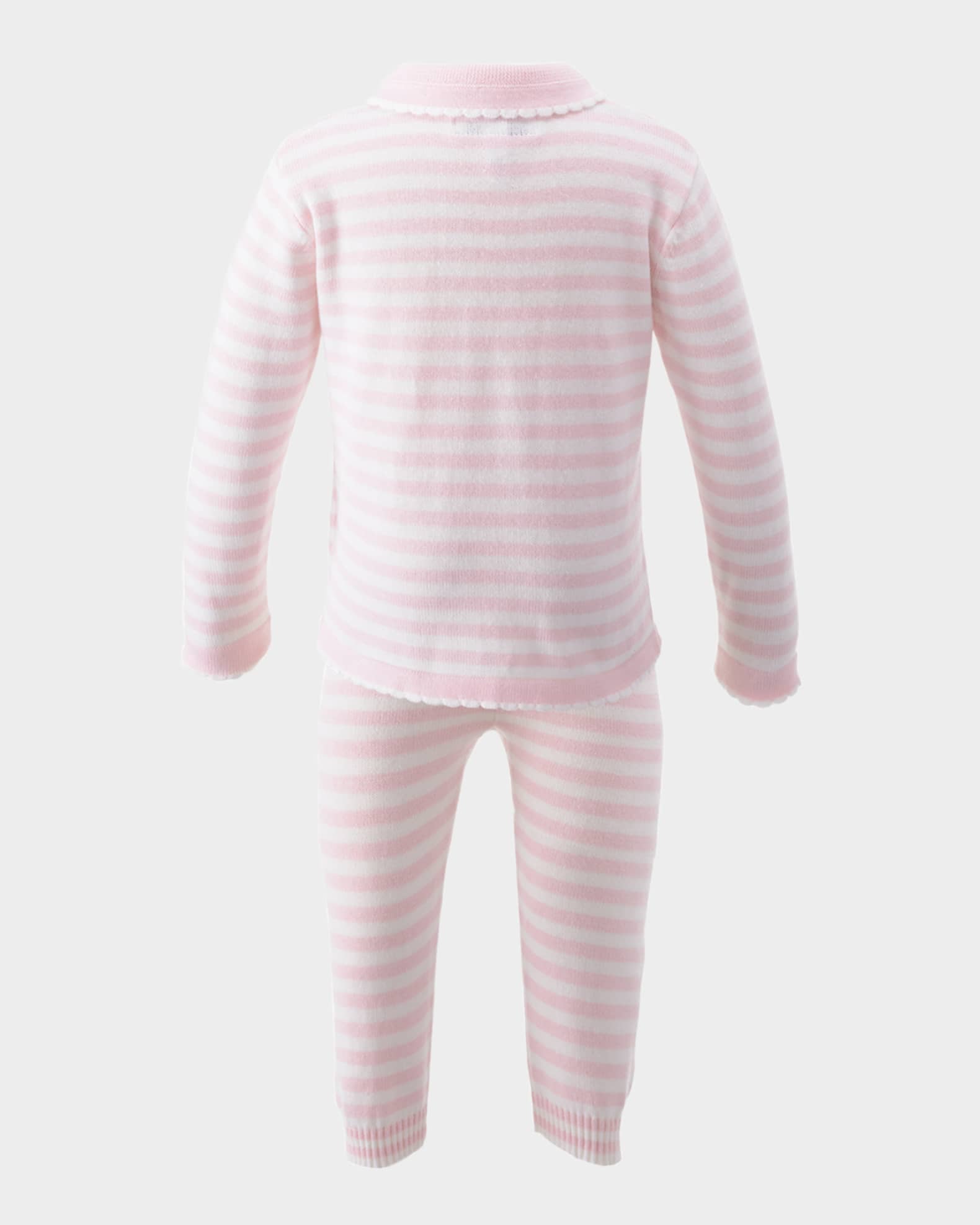Girl's Striped Scallop Trim Knit Set, Size 6M-24M 1