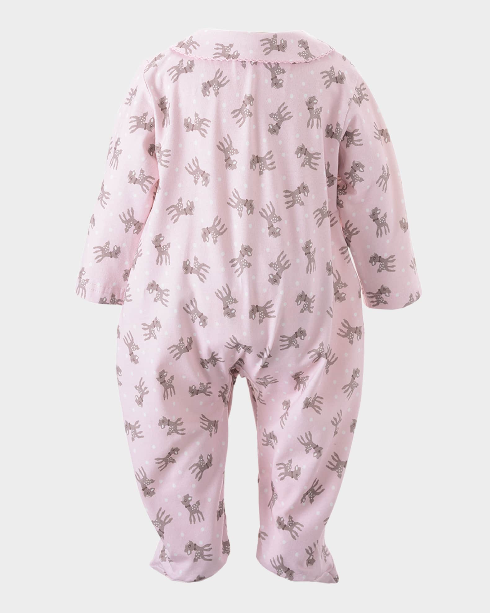 Polka Dot Fawn Printed Footie, Size Newborn-12M 1