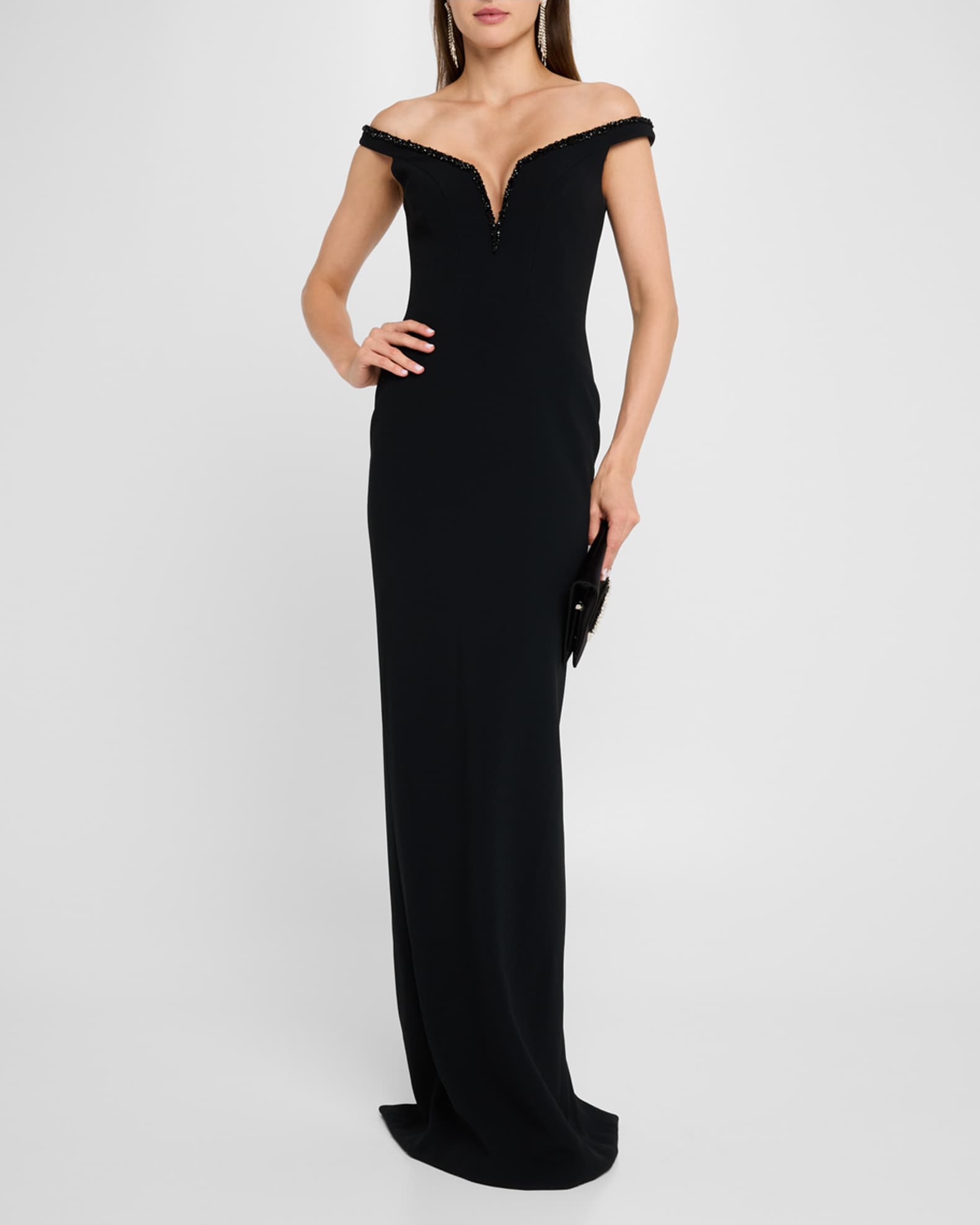 Pamella Roland Women s Off The Shoulder Sequined Crepe Gown