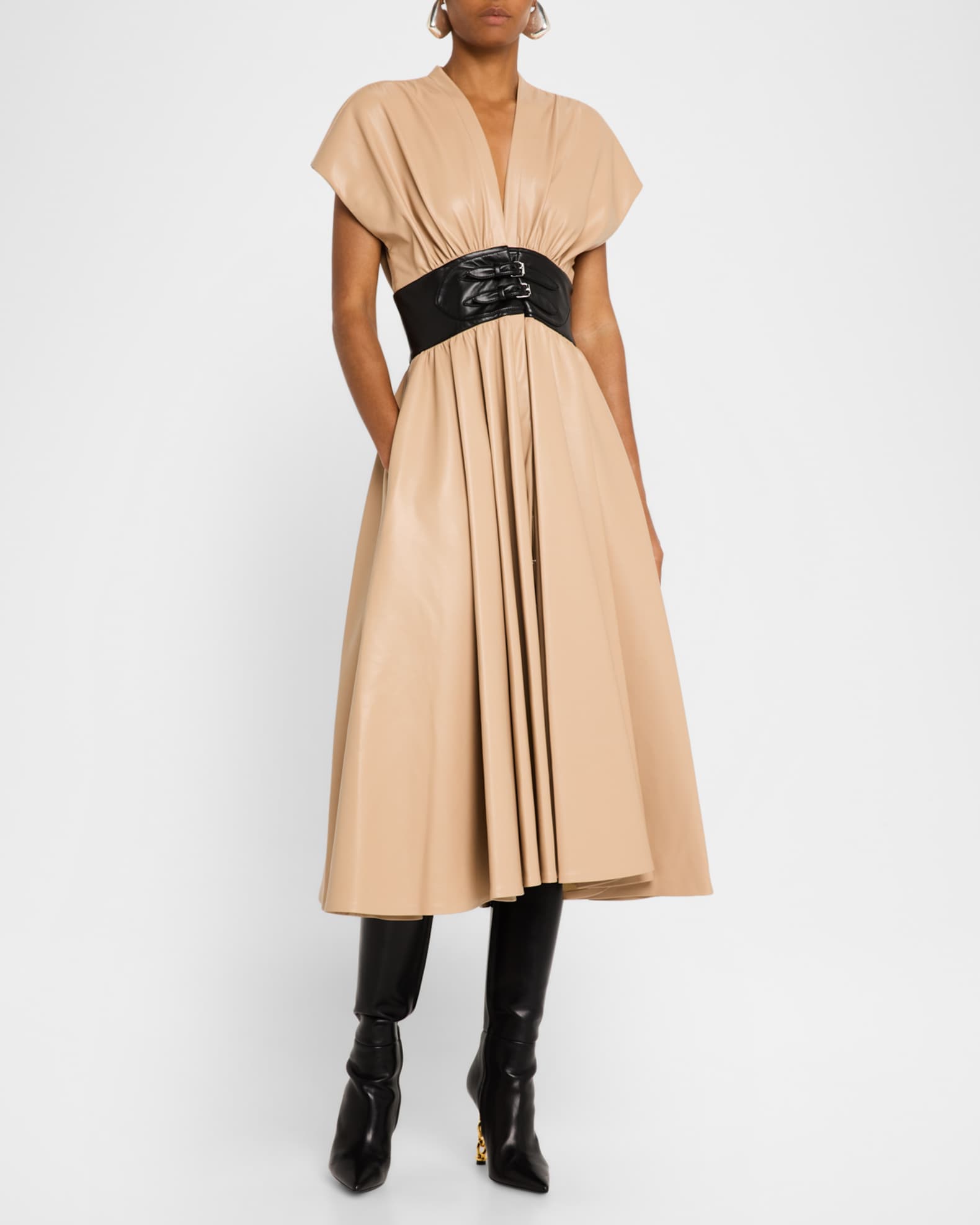 Viktoria Vegan Leather Midi Dress